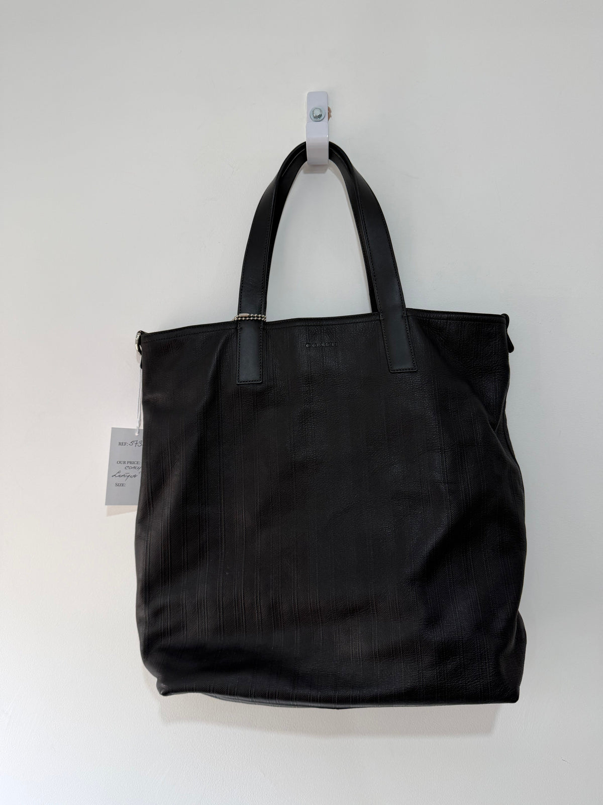 Preloved Black Coach Leather Tote Bag