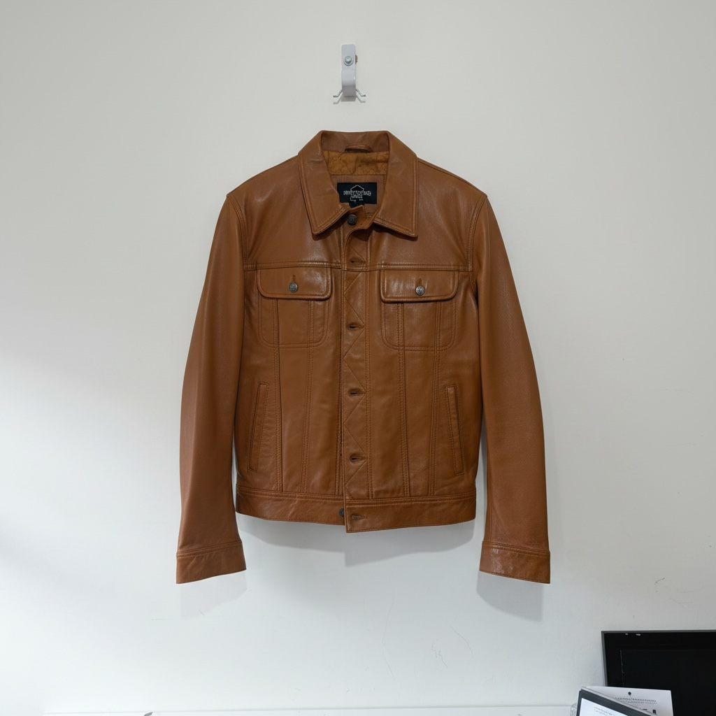 Preloved, Brown Smart Range Leather Jacket Mens, Size XL