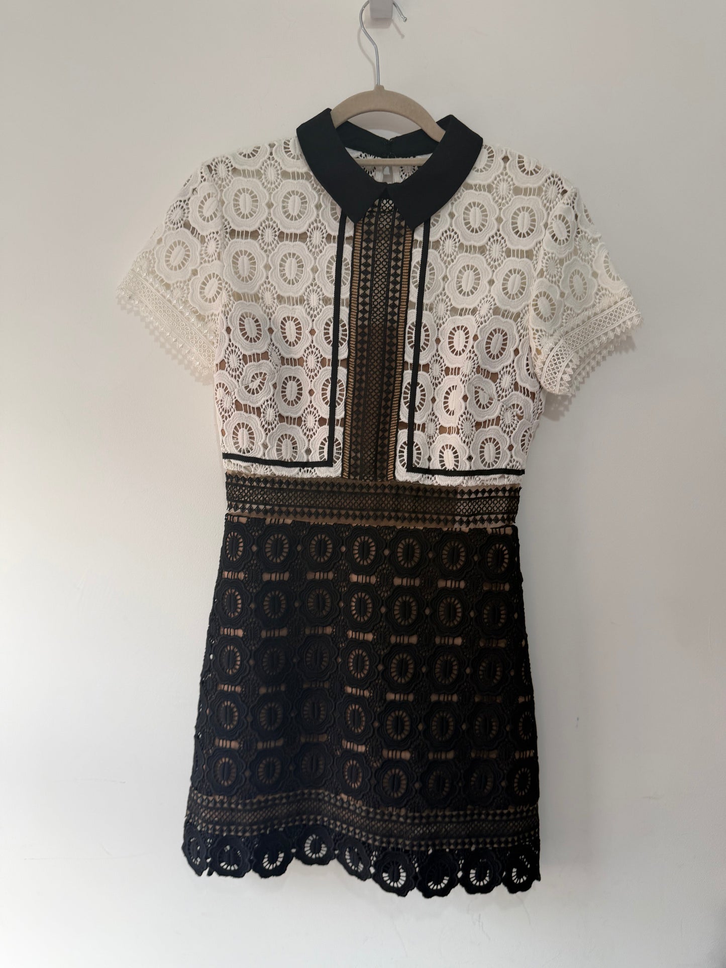 Preloved, Black/White Self-Portrait Dress, UK 10