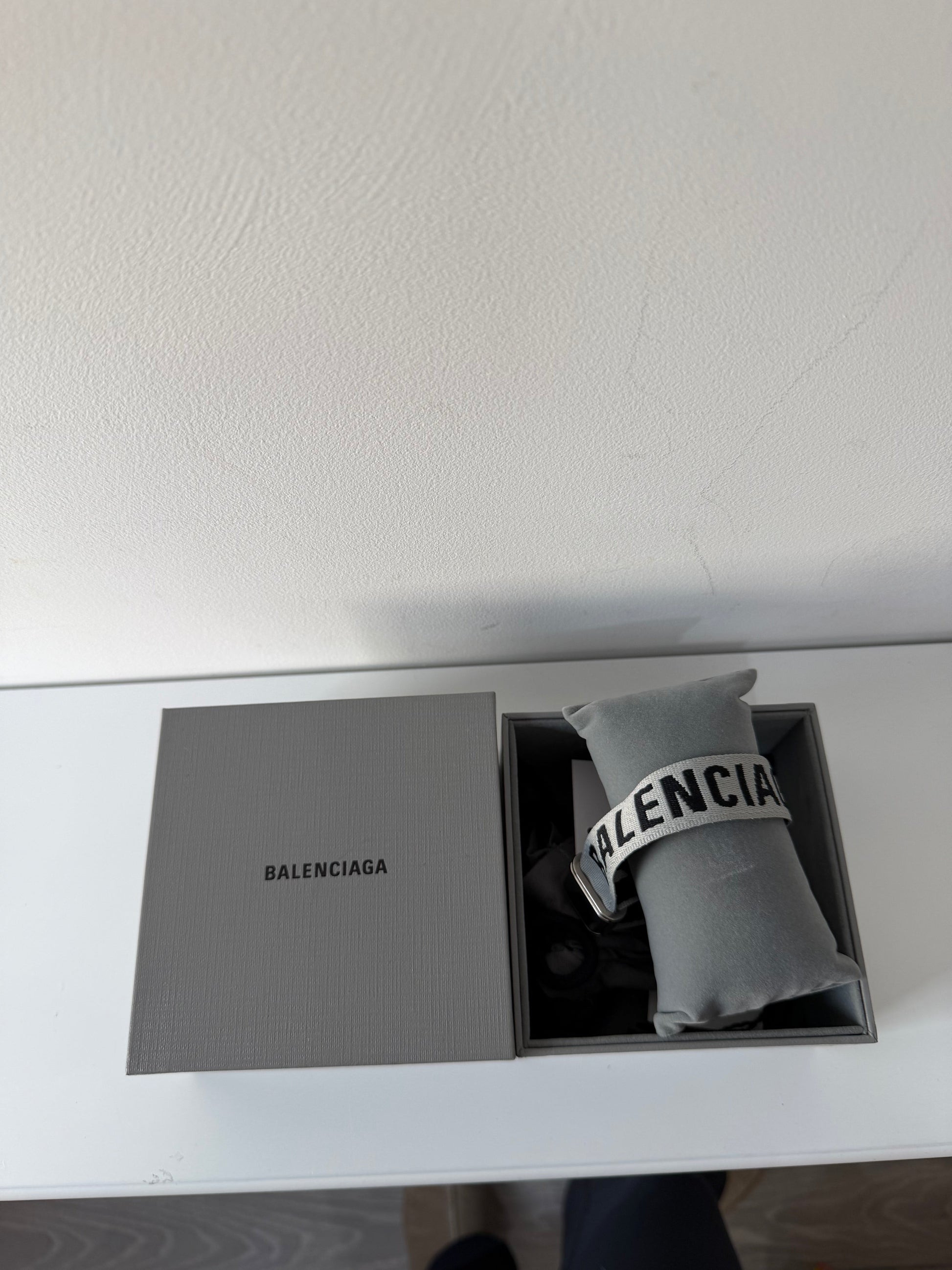 Preloved Light Grey & Black Balenciaga Bracelet