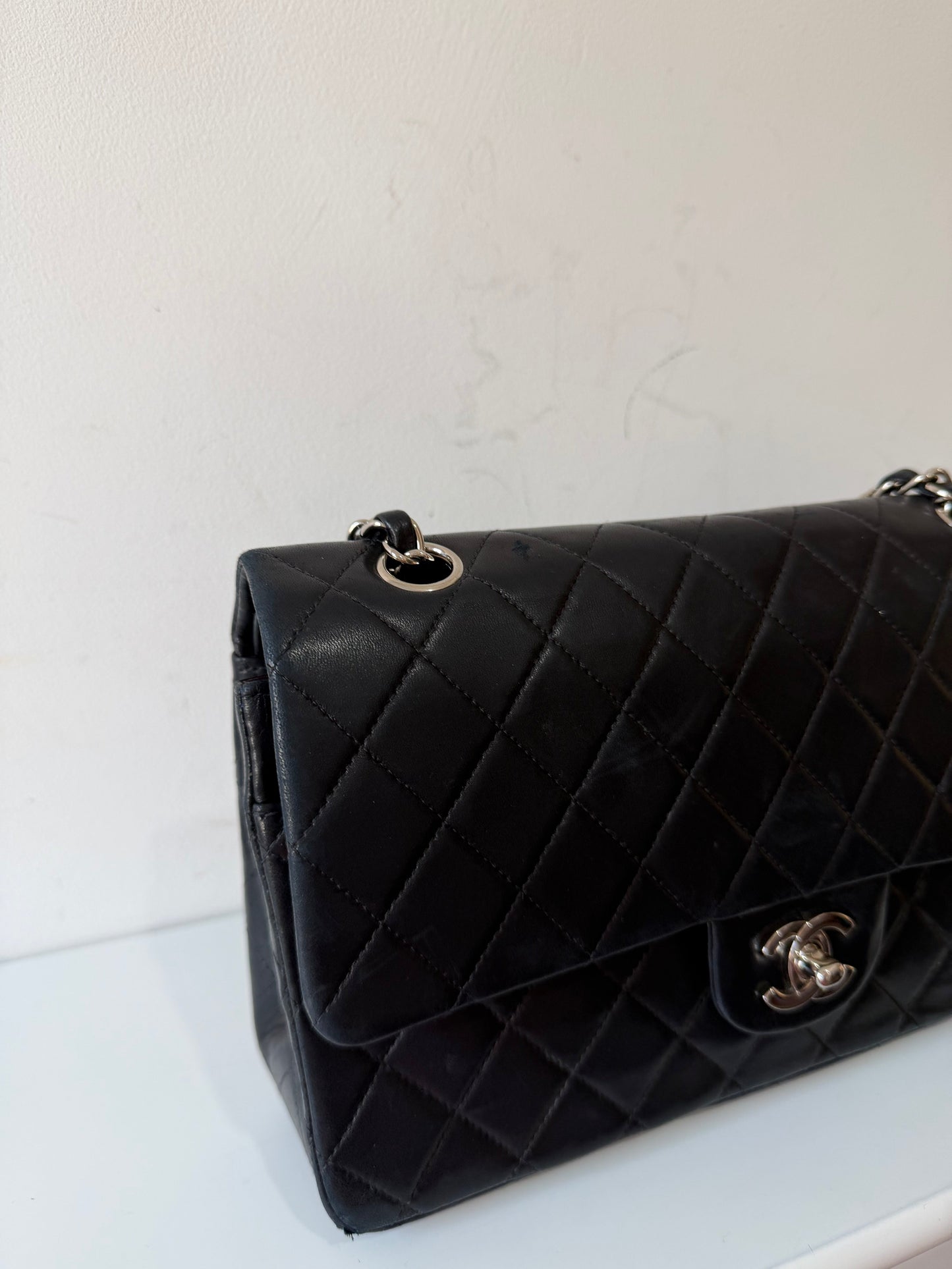 Preloved Chanel Vintage Small Classic Flap - Black Lambskin | Silver Hardware