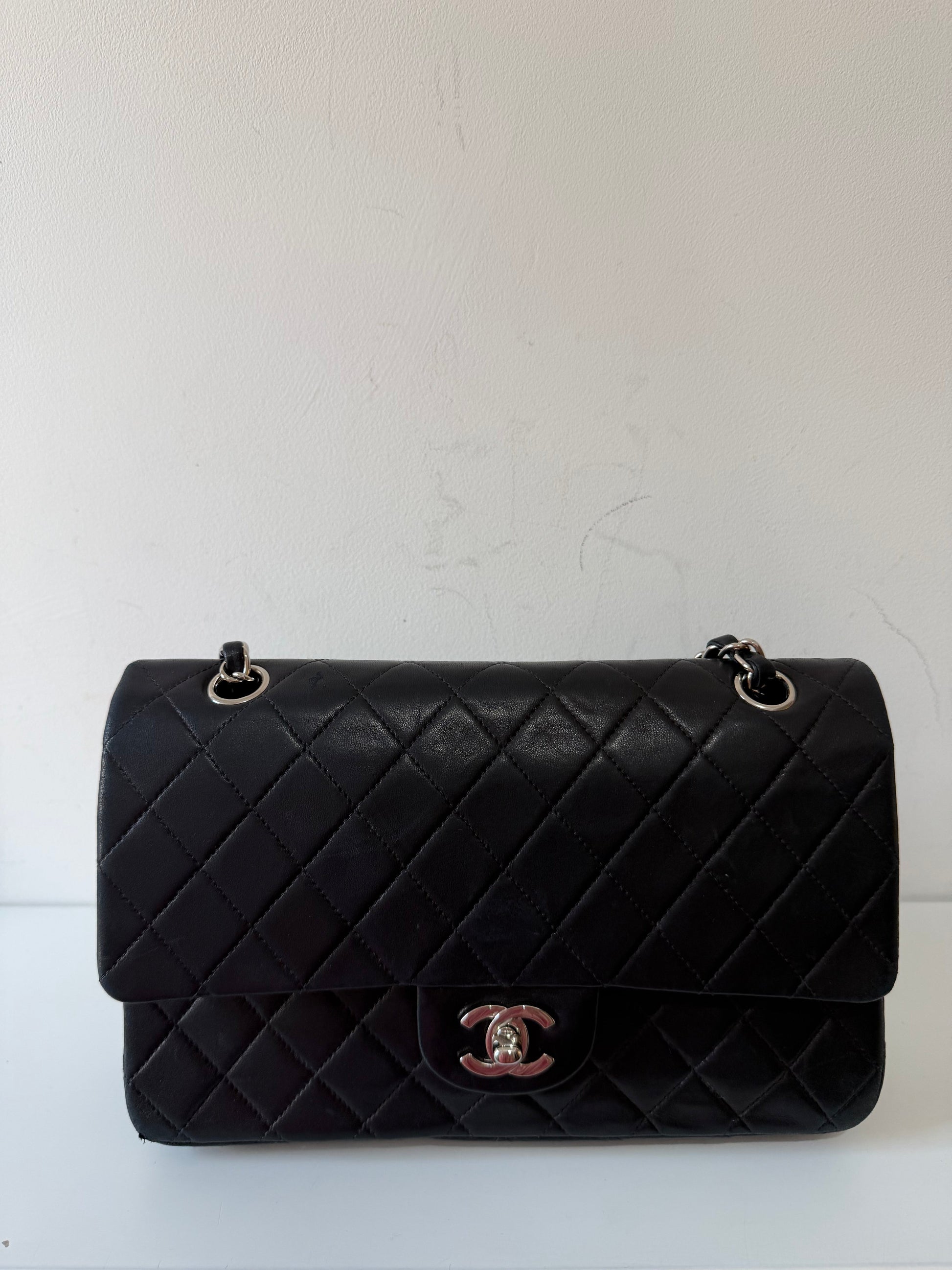Preloved Chanel Vintage Small Classic Flap - Black Lambskin | Silver Hardware