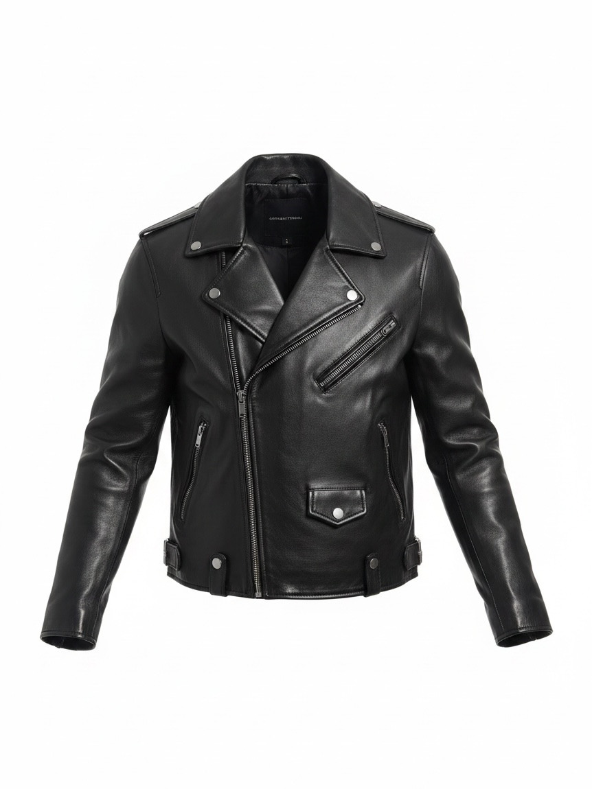 Preloved Costume National Leather Jacket Size L (Fits Medium, 12) Black
