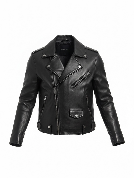 Preloved Costume National Leather Jacket Size L (Fits Medium, 12) Black