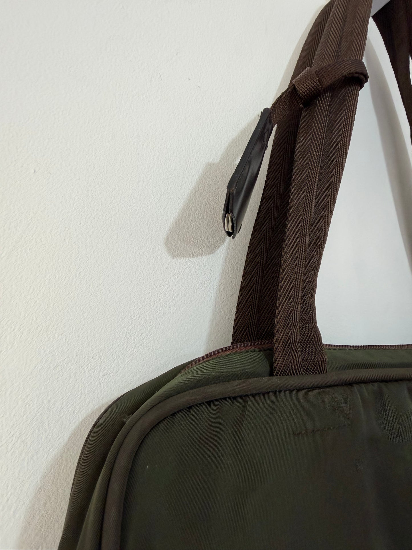Pre-loved Green Prada Canvas Prada shoulder bag