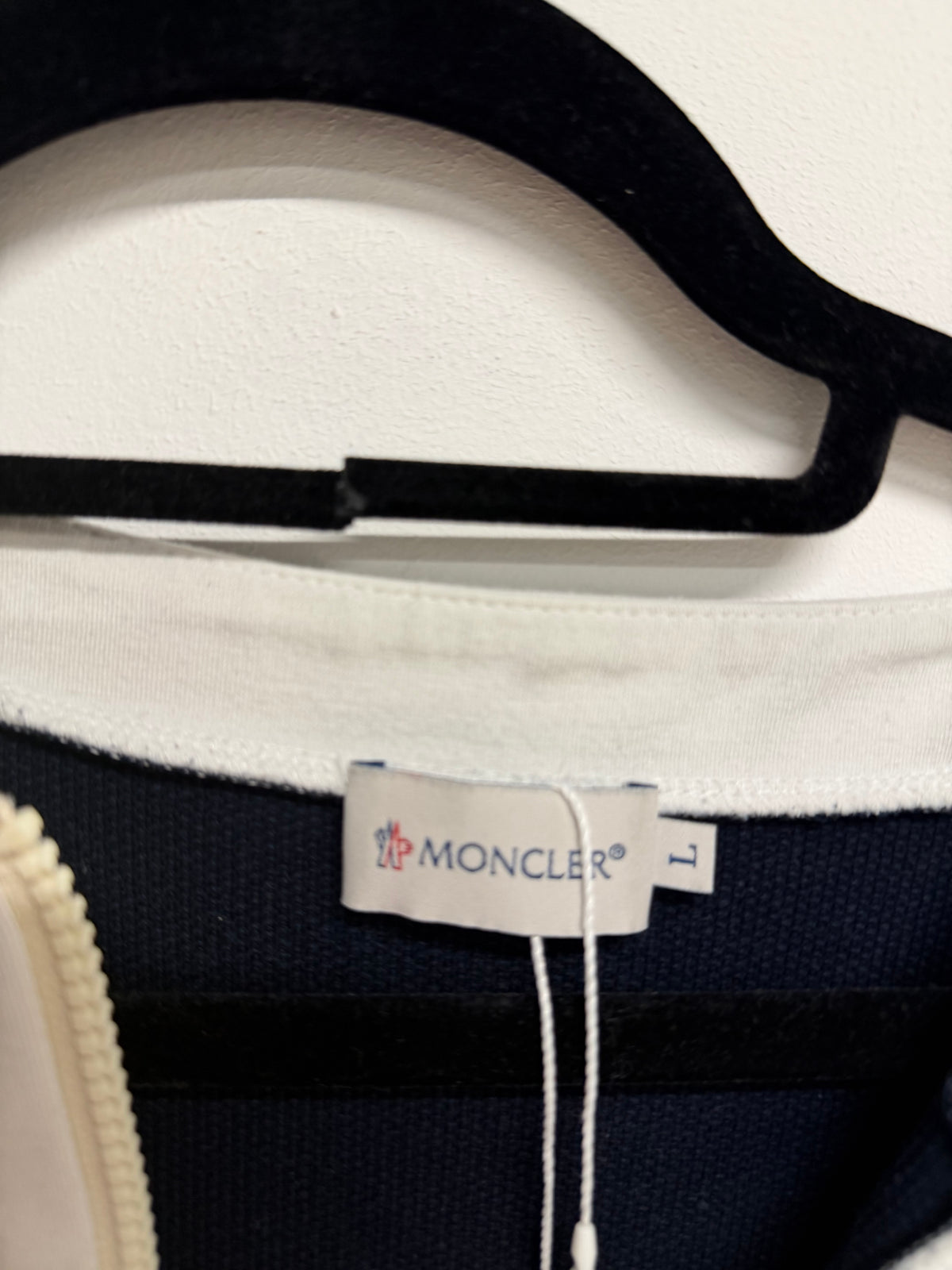Preloved Moncler Cardigan Large Navy and White