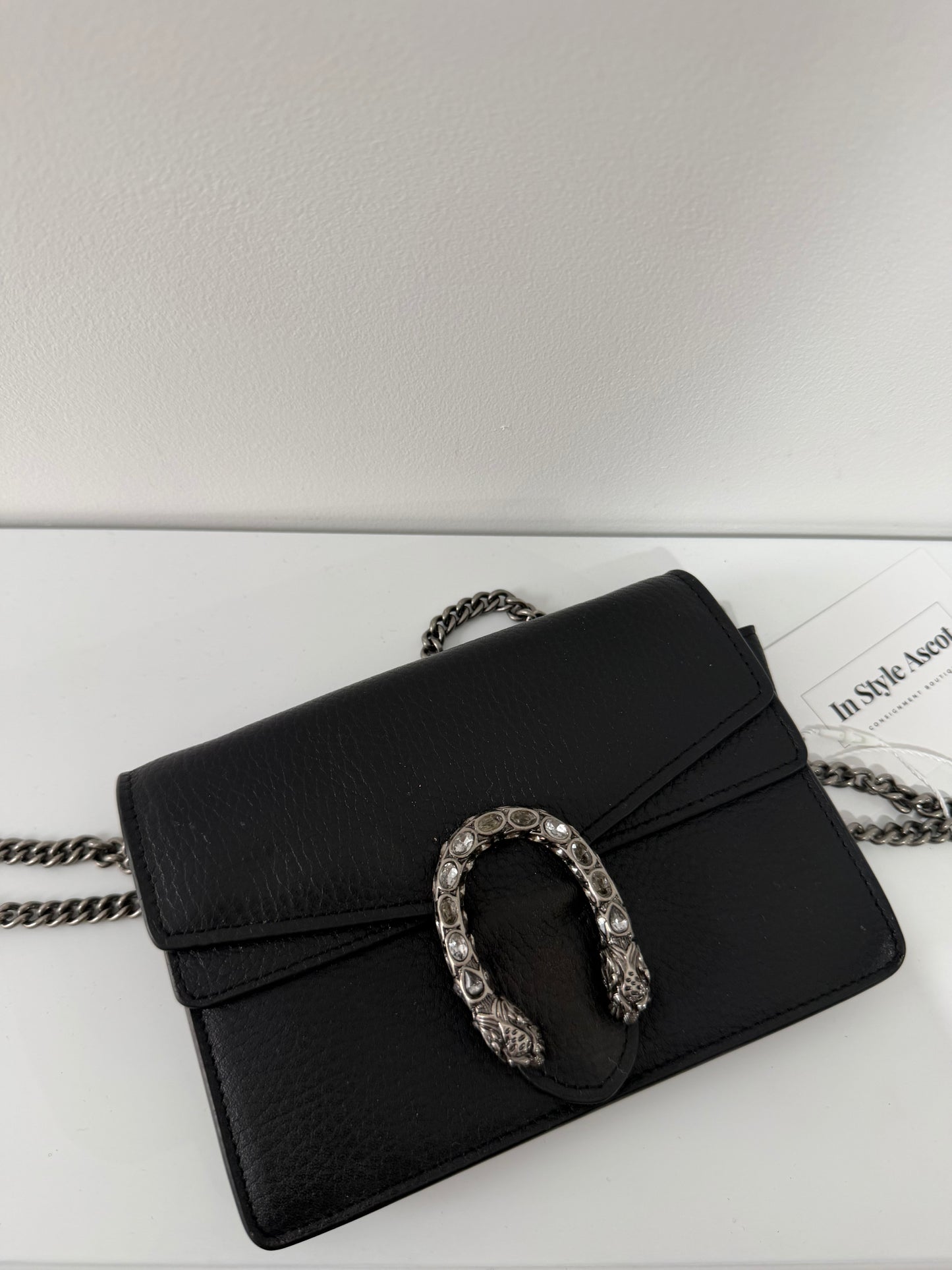 Pre-owned Black Gucci Dionysus mini chain bag