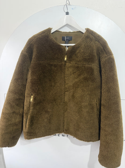 Green J Crew Teddy Coat, Size M (12)