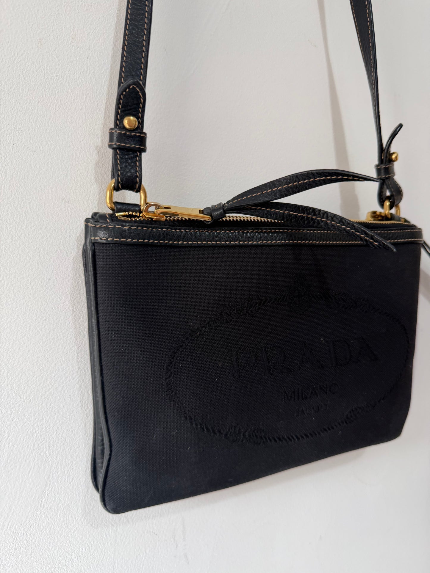 Preloved Black Prada Crossbody Bag