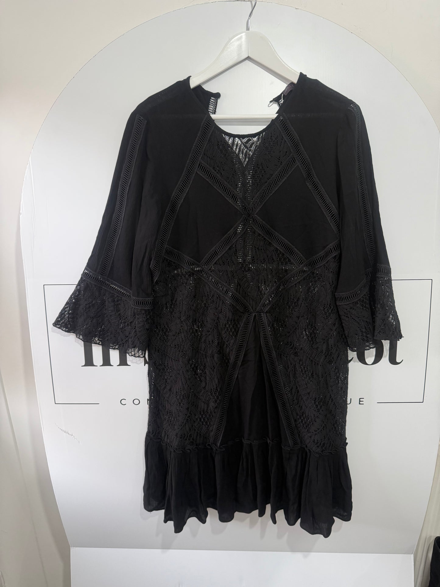 Hale Bob Dress Black Broderie Anglais, Size M