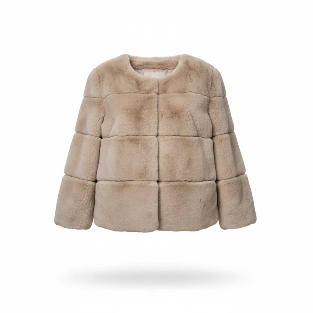 Taupe Natures Collection Rabbit fur jacket, Size small