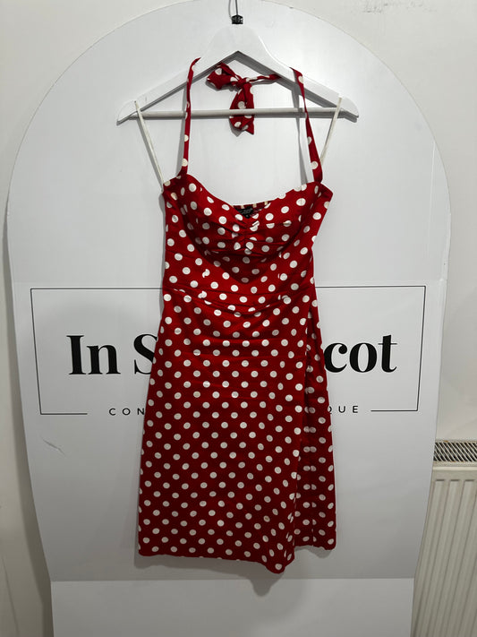 Red & White Polka Dot Betsey Johnson Summer Dress, Size 10