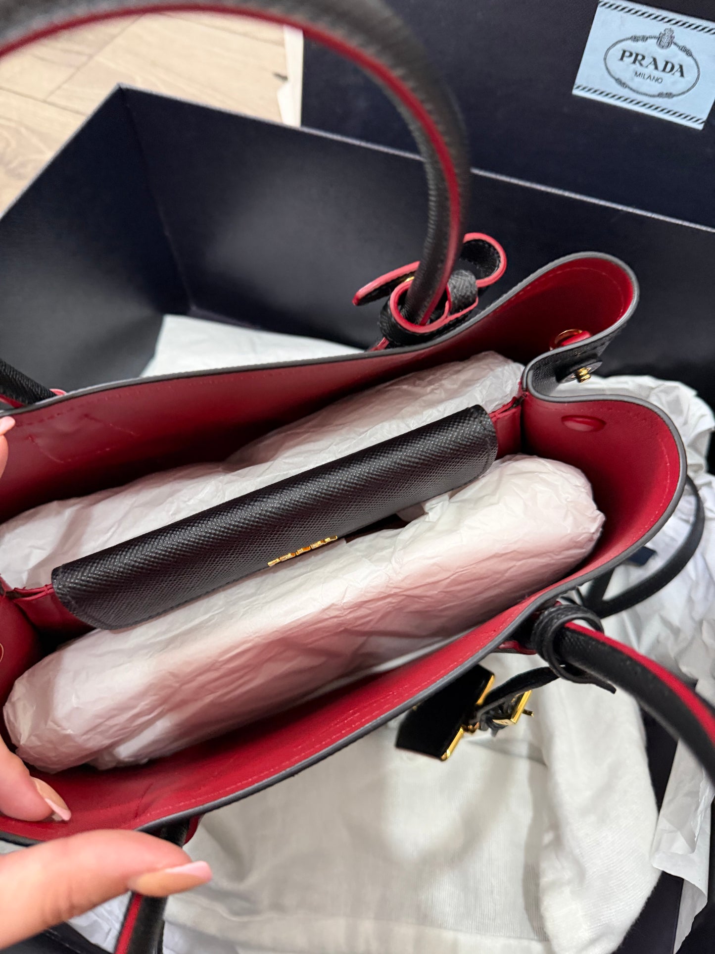 Pre-owned Small Prada Galleria Saffiano leather bag, Immaculate/New