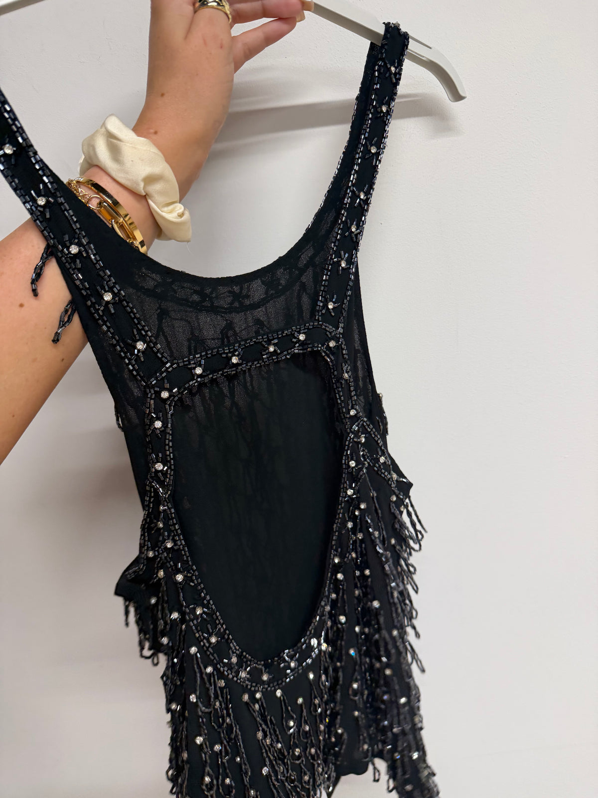Preloved Topshop Y2K Vintage Sparkle Vest Top Cami Size S Black/Navy