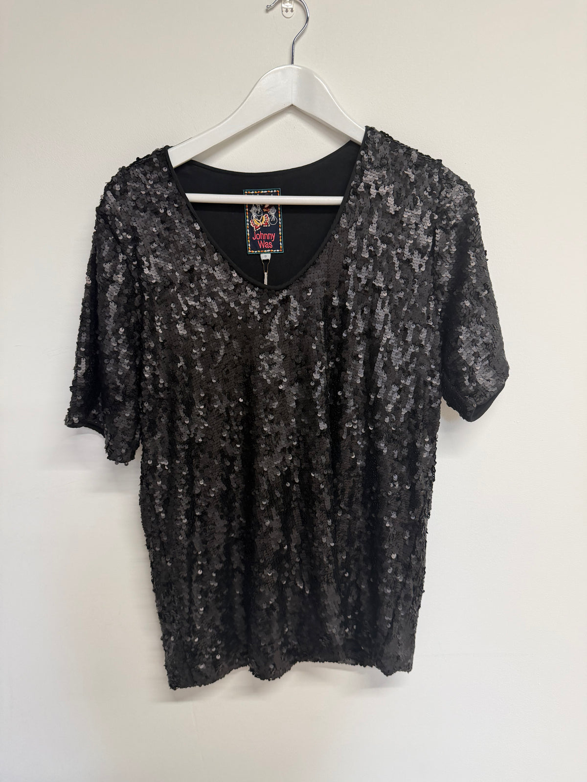 Preloved Johnny Was Top Size Small Black Sequin