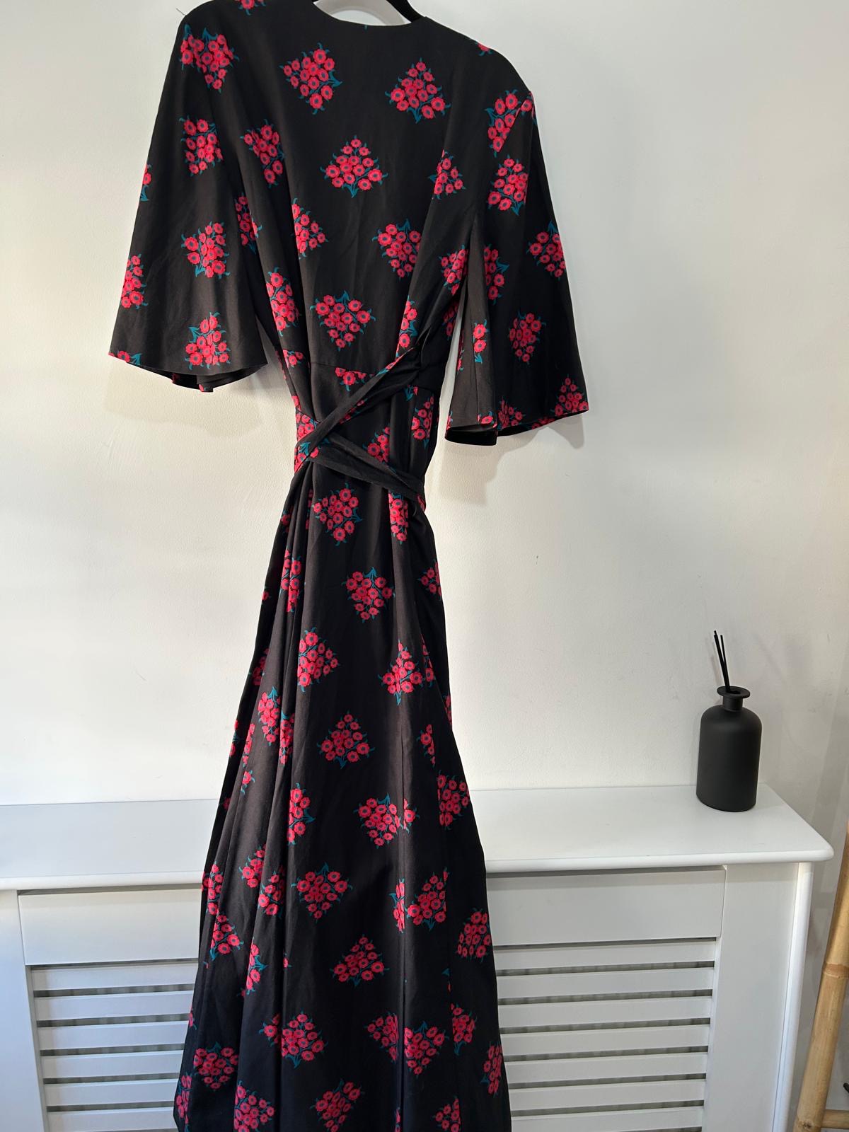 Pre-owned, Black Floral Rebecca De Ravenel Dress, Size 10