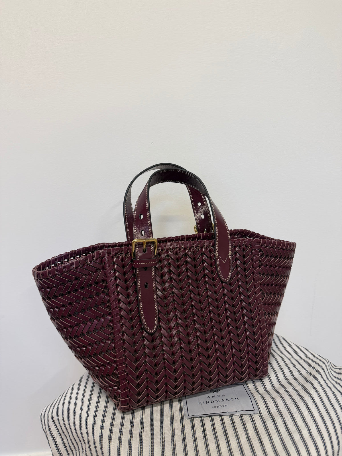 BNWT Anya Hindmarch Woven Handbag Plum Purple