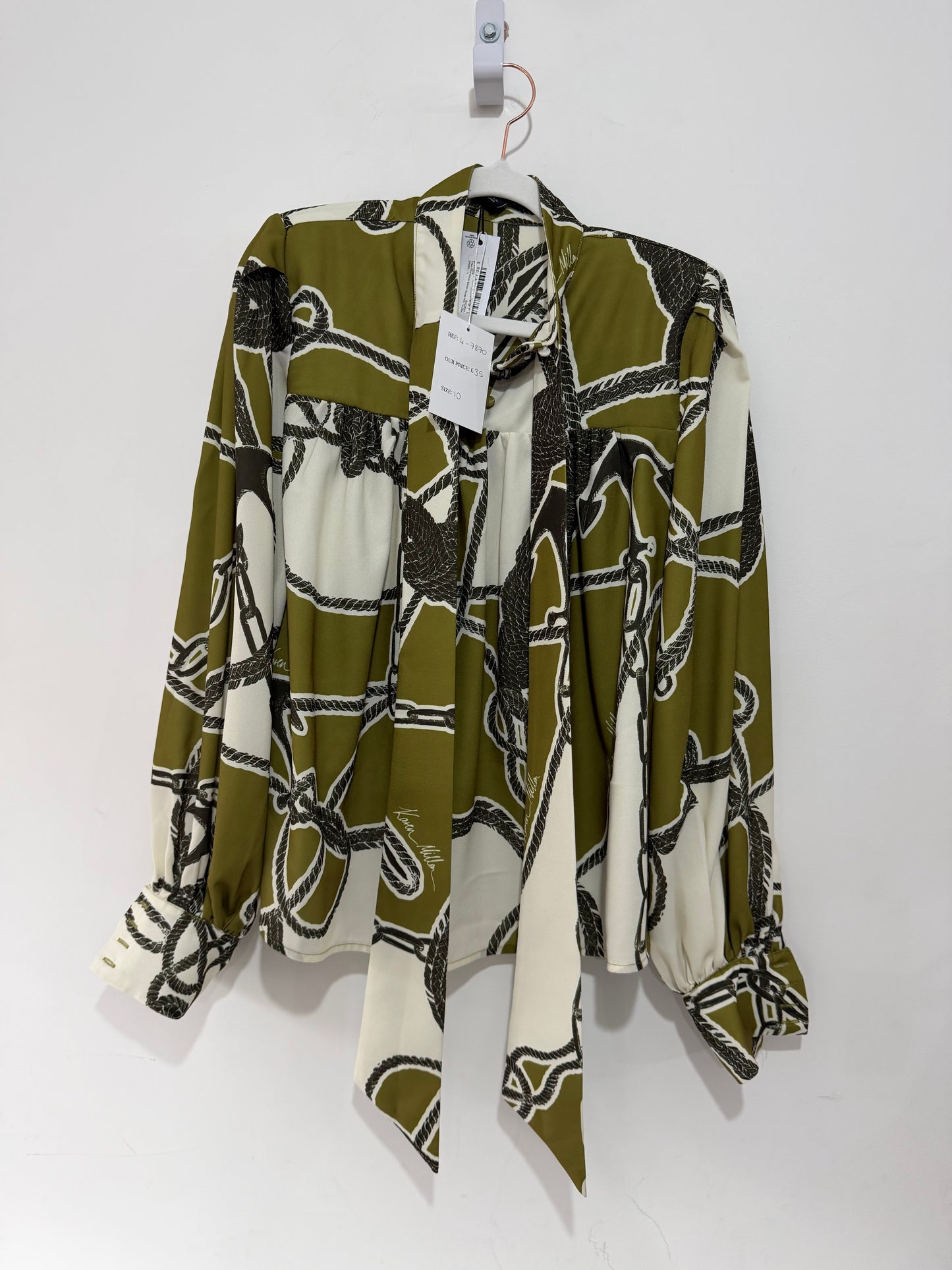 Preloved Patterned Green BNWT Karen Millen Blouse, 10