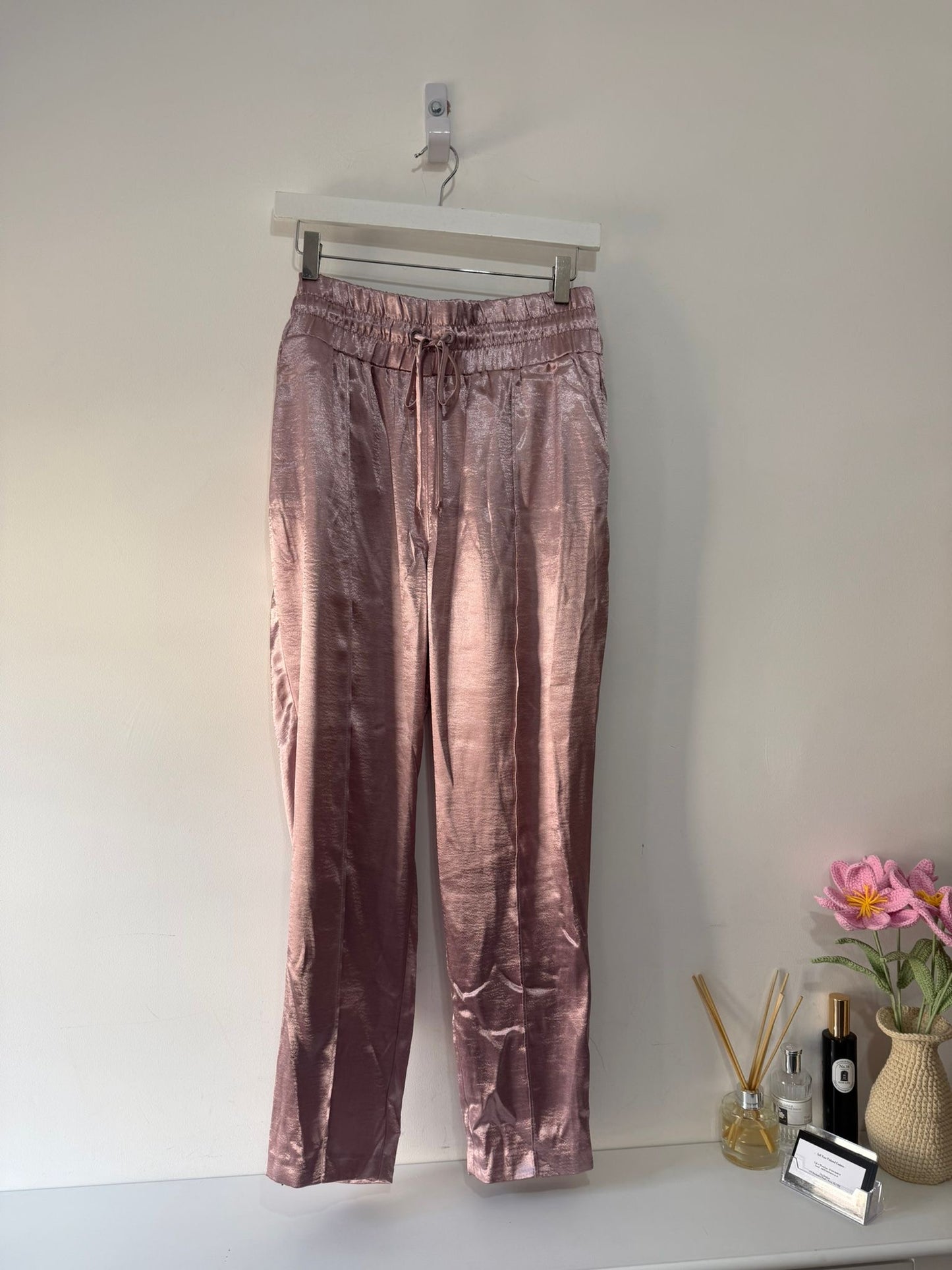 Preloved Metallic Pink Cinq a Sept Trousers, M, BNWT