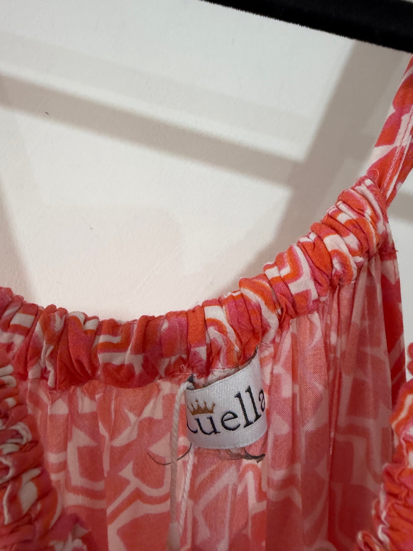 Preloved Luella Dress 12 Pink with cream and light orange design