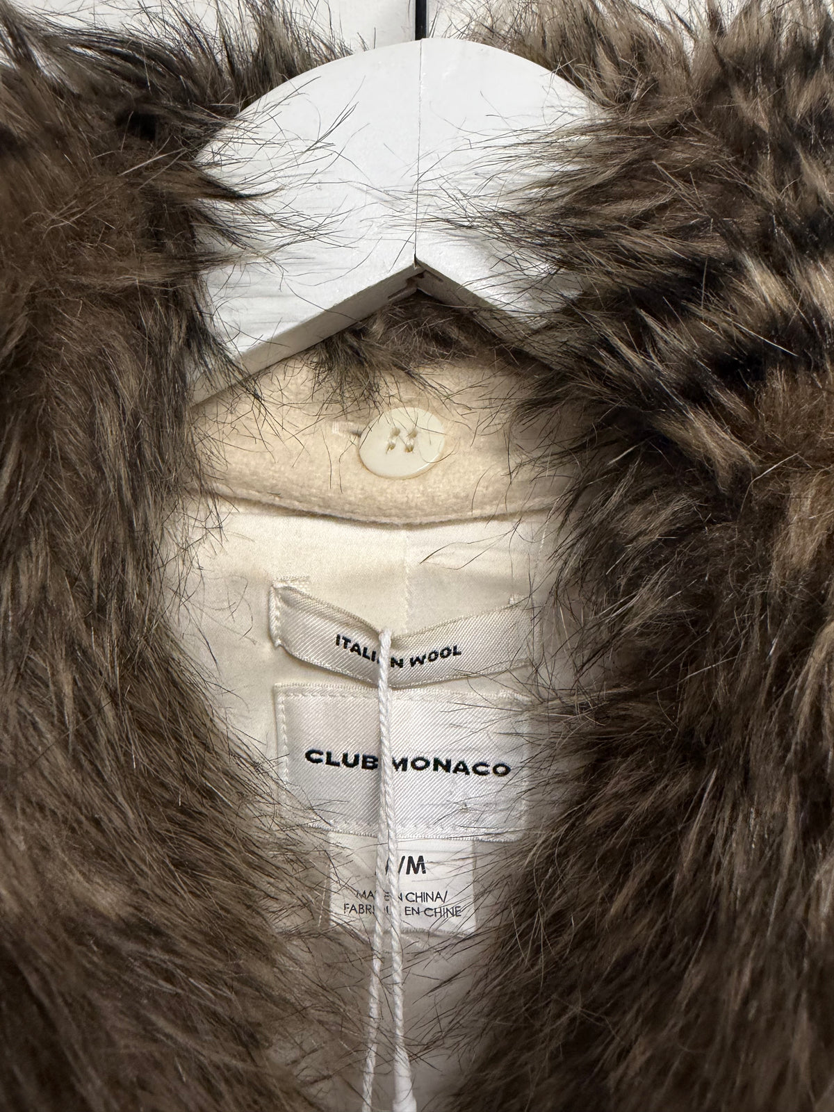 Preloved Club Monaco Long Pea Coat Size Medium Cream
