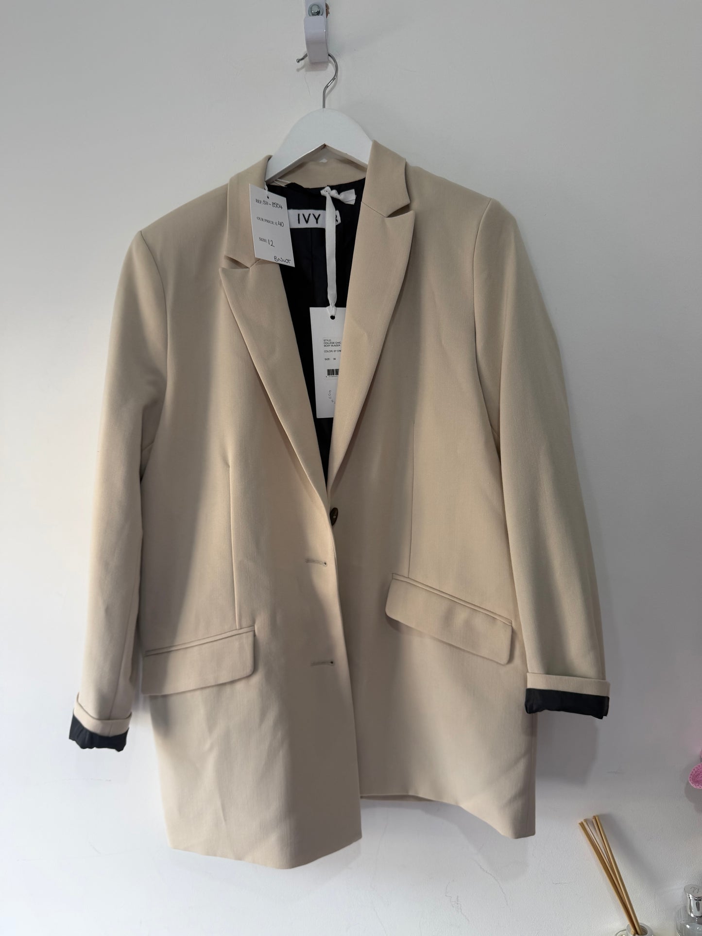 Preloved Beige IVY Copenhagen Brand New Blazer, Size 8 but fits a true 12