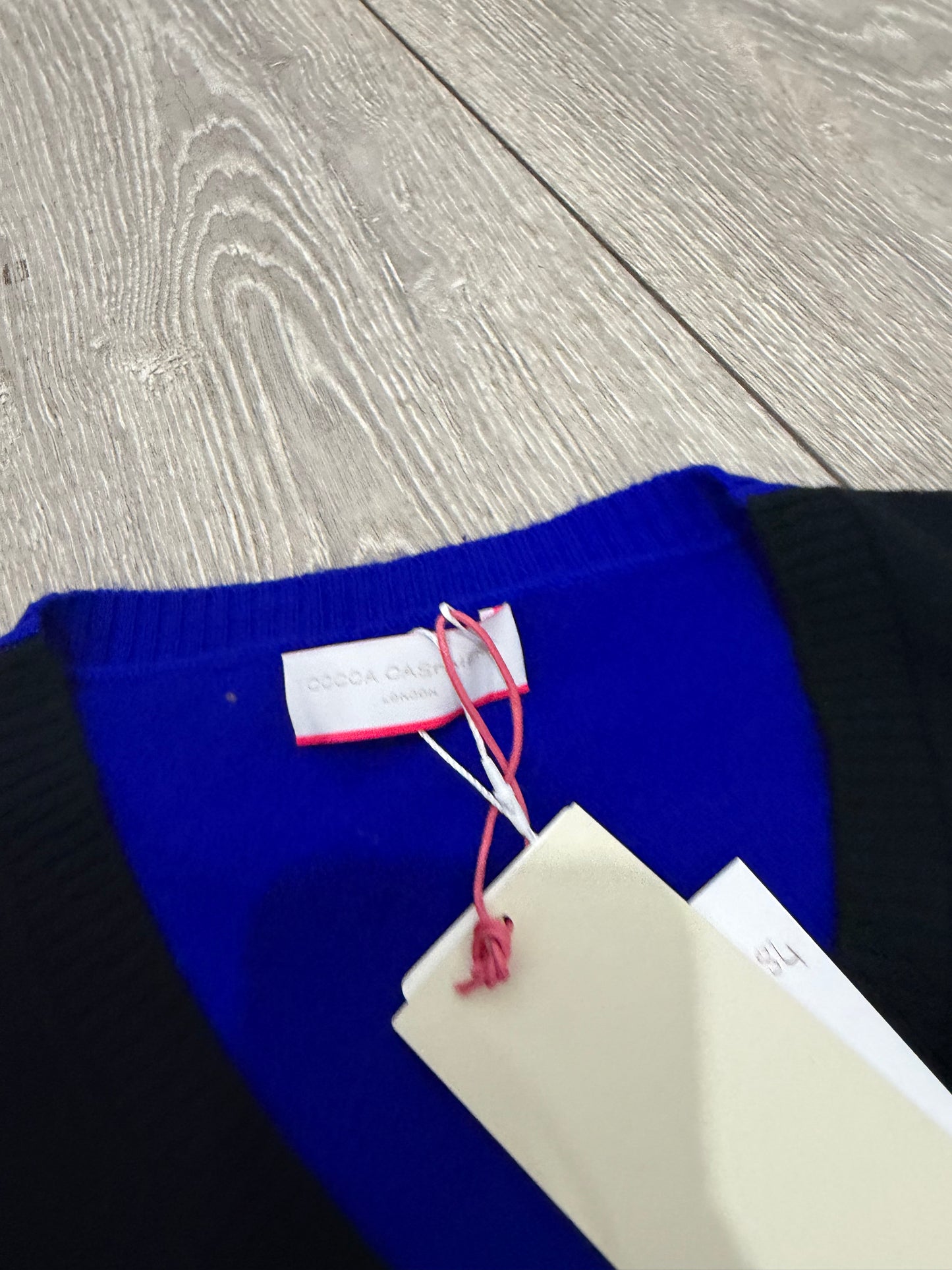 Blue/Blue/Pink BNWT Cocoa Cashmere 100% Cashmere Jumper, L