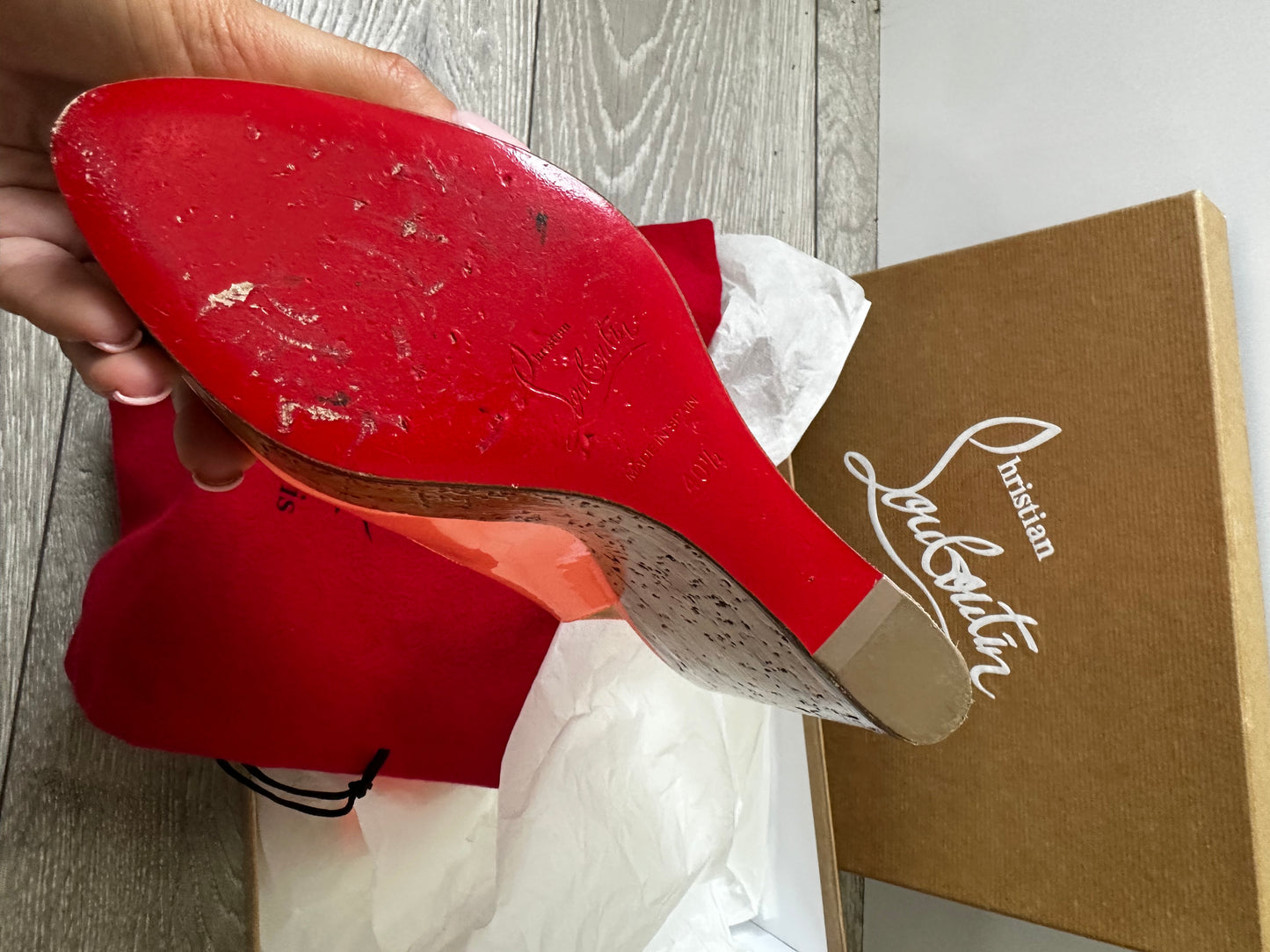 Orange Christian Louboutin Wedges, size 40.5 - fit 6.5/7