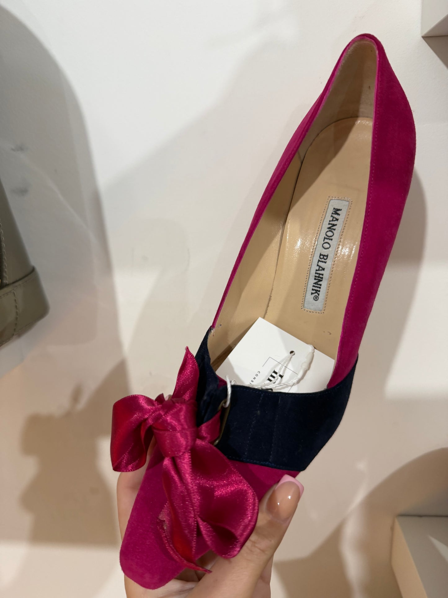 Pink & Black Manolo Blahnik Heels, 38.5 - 5.5