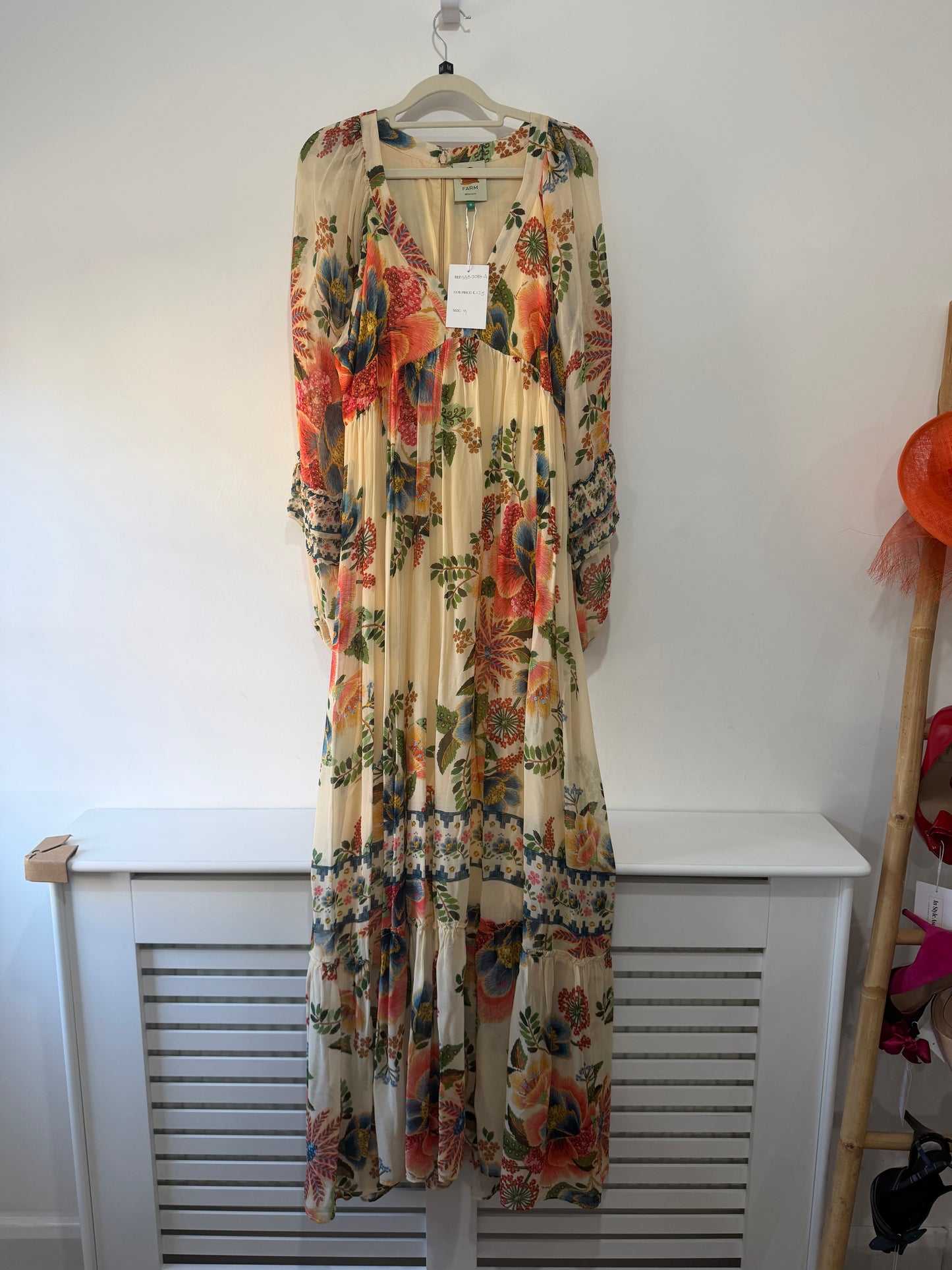 Pre-owned Floral print Farm Dress, Size medium