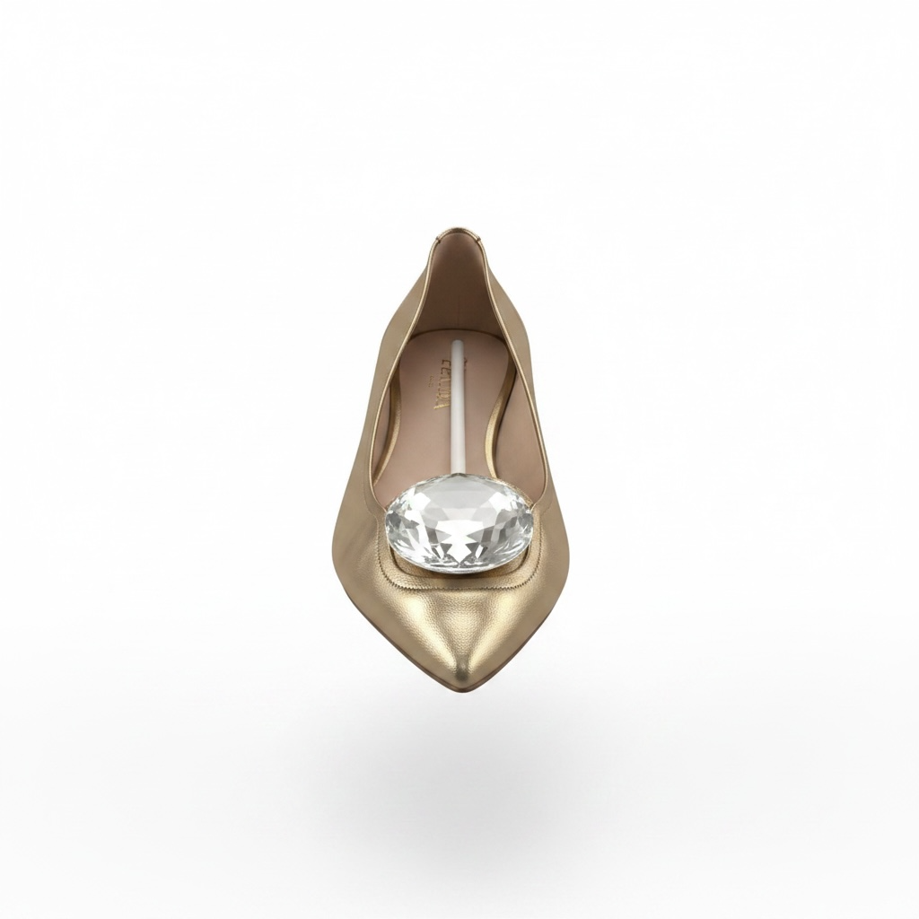 Preowned NEW Gold Casadei Pumps Flats, Size 7 - 40