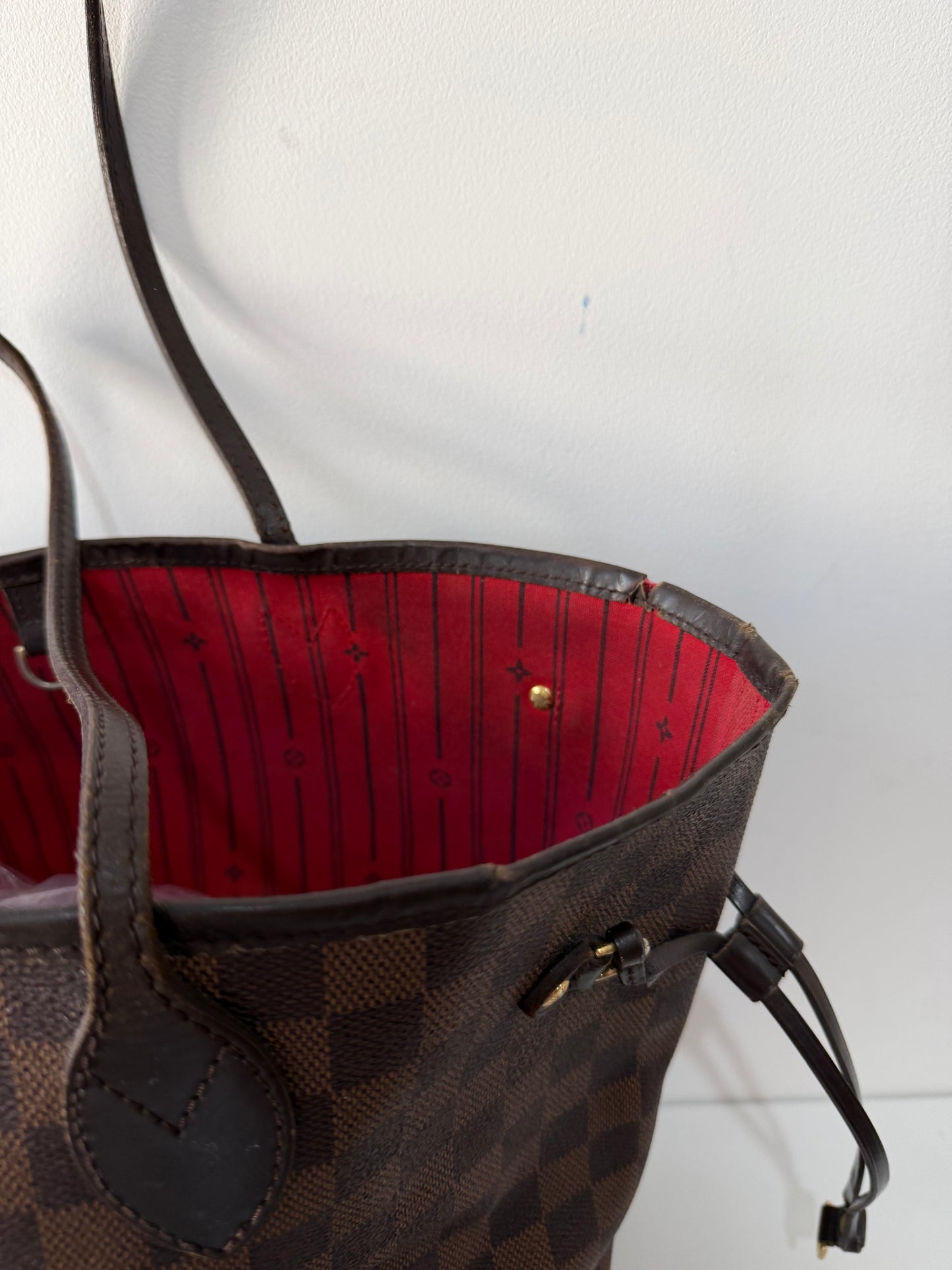 Pre-owned Damier Ebene Louis Vuitton Neverfull Bag, MM