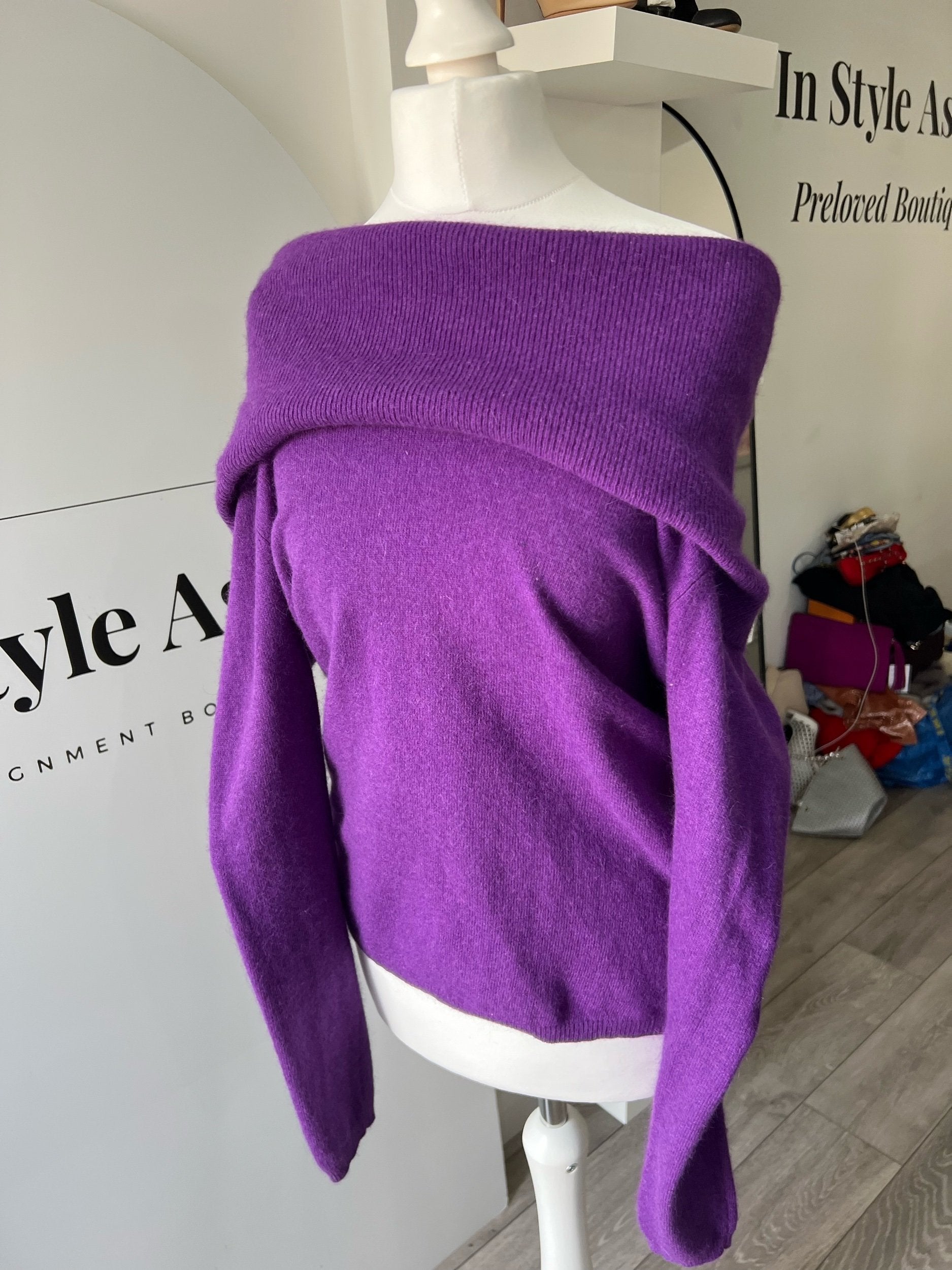 Paraphrase Purple Off Shoulder Jumper - M