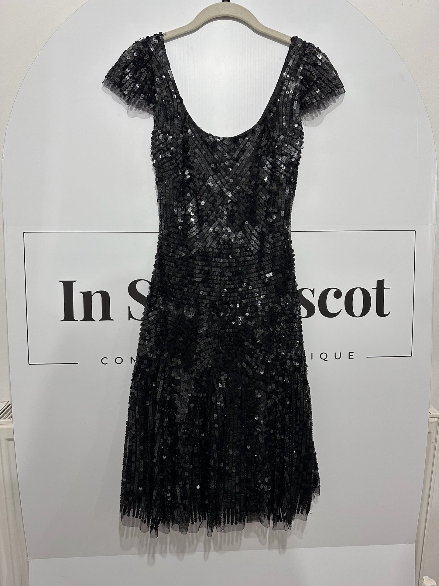 Gina Bacconi Sequin Black Dress