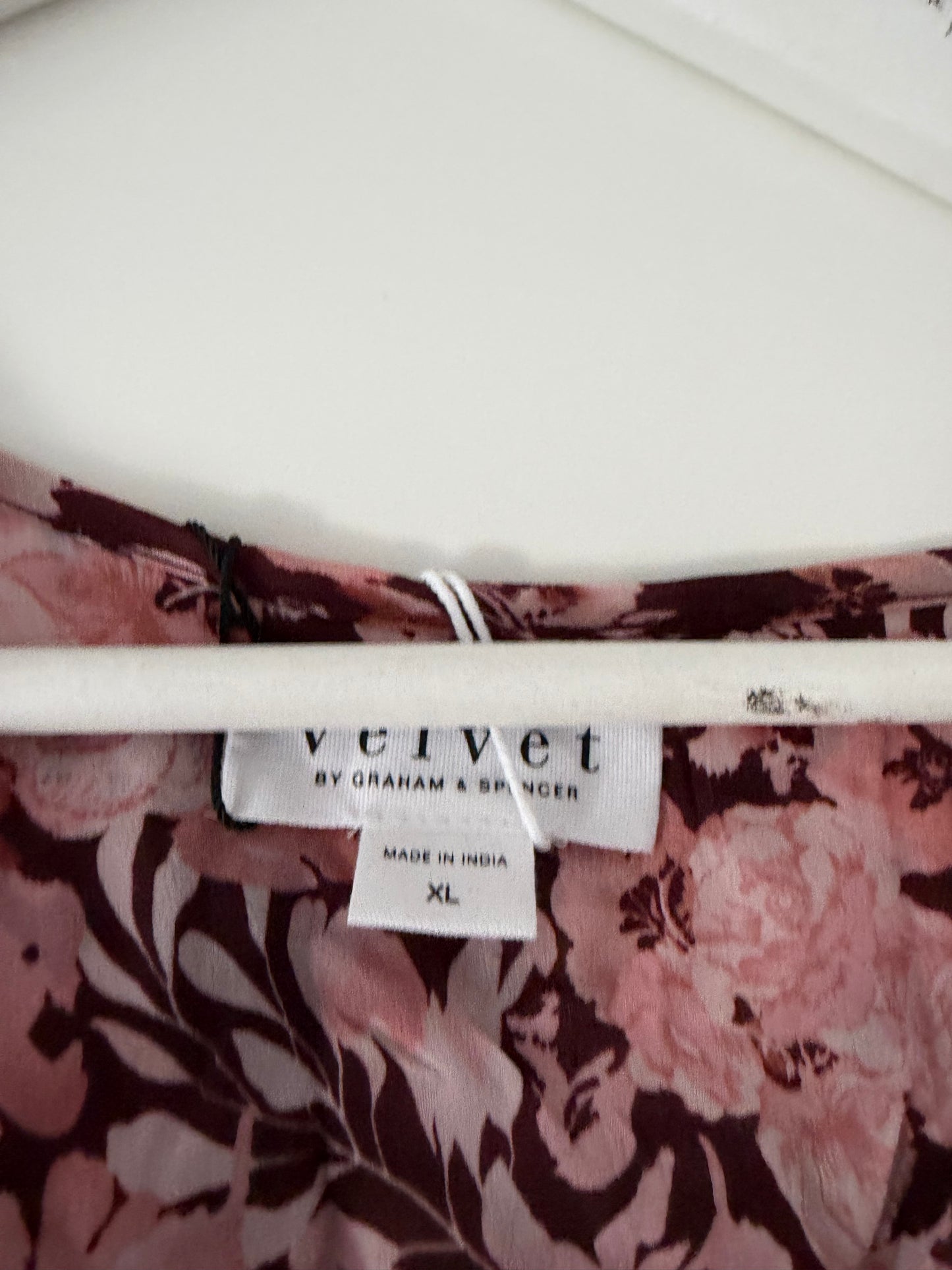 Pre-loved Pattern Pink Velvet by Graham & Spencer Blouse, XL, BNWT
