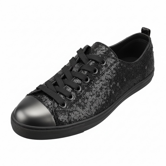 Black Sequinned Prada Sneakers, Size 37 - UK 4