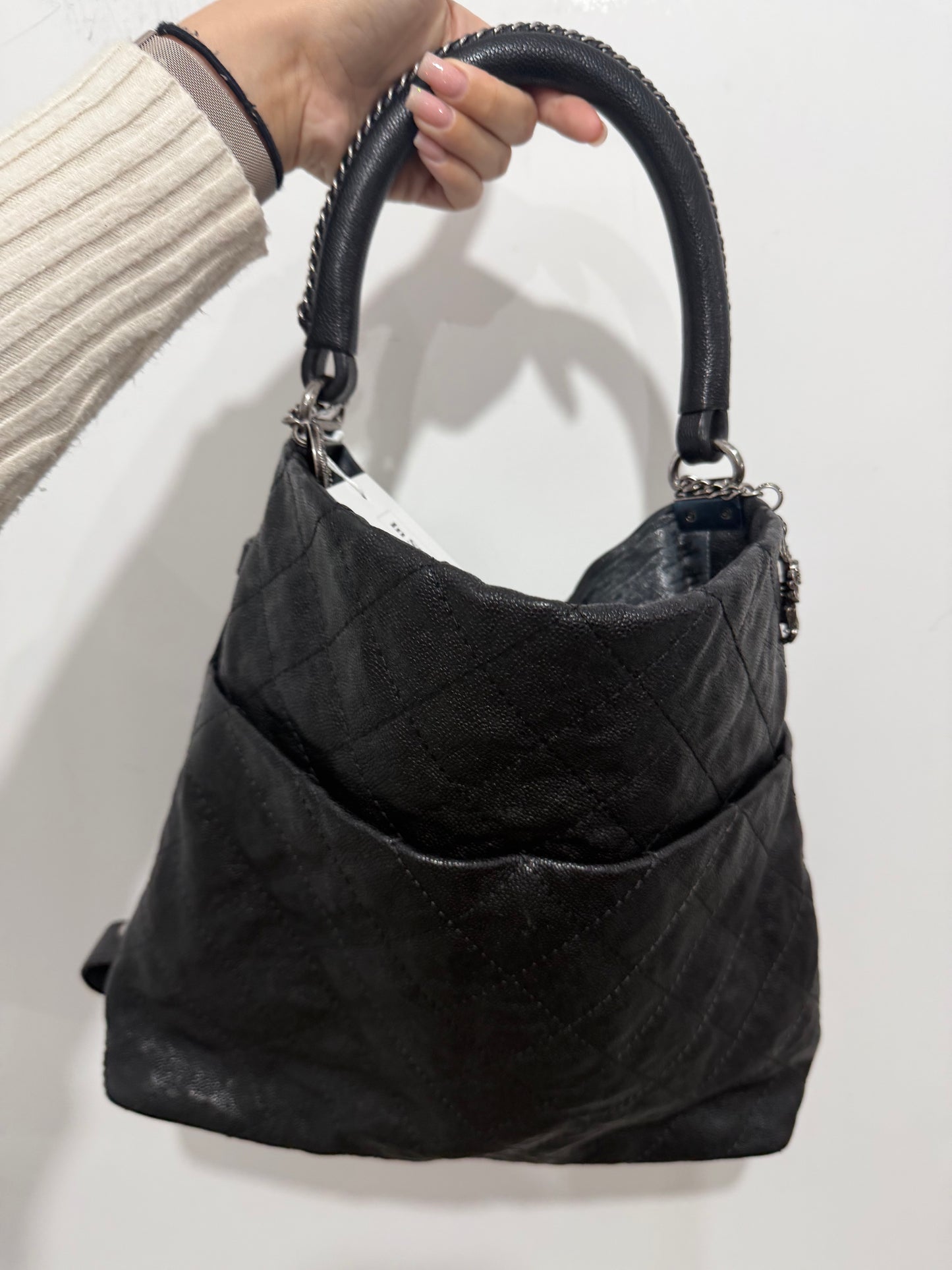 Pre-owned Metallic Ponyhair Chanel Hobo Bag, Caviar
