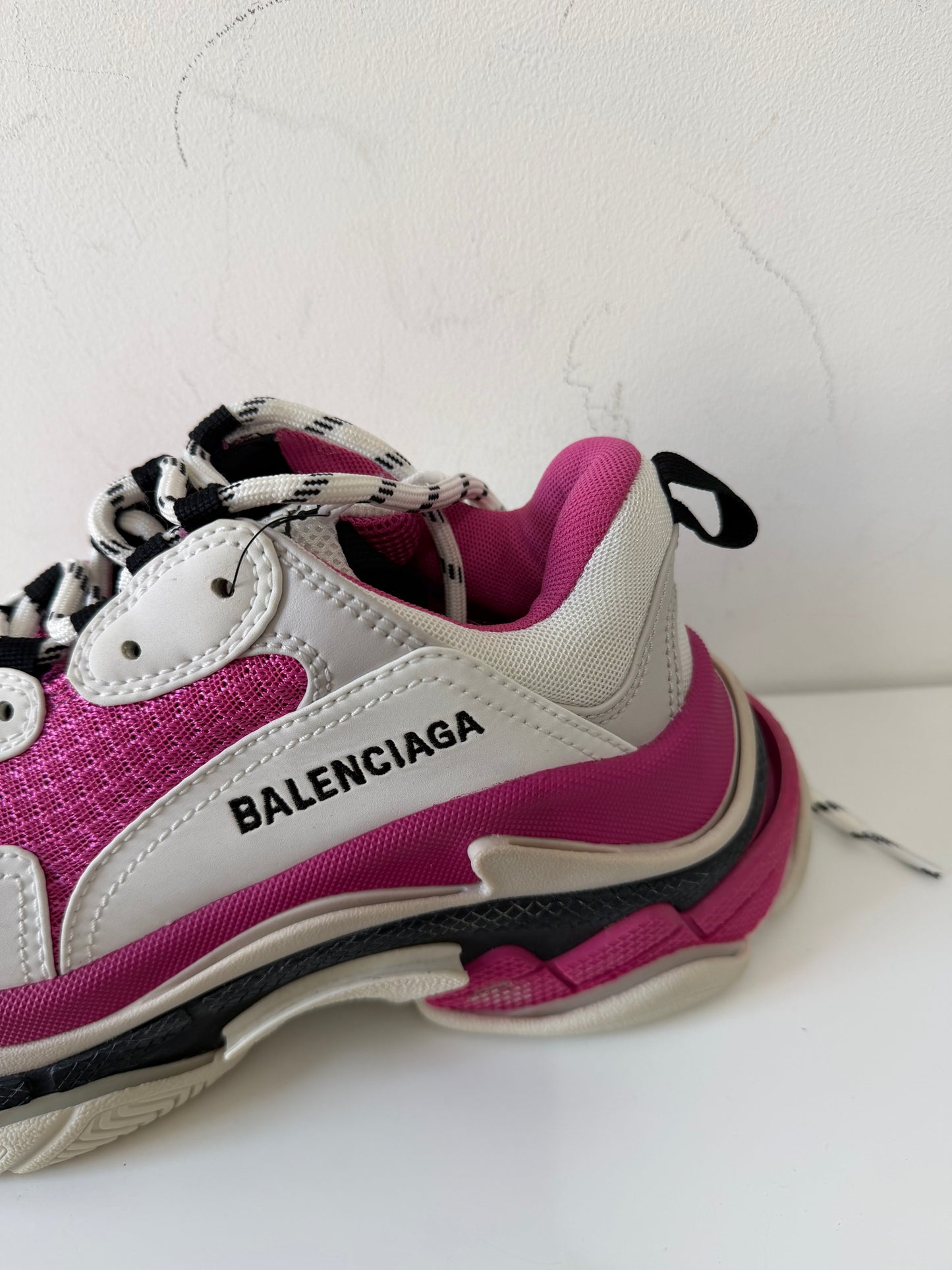 Preowned, Like New Pink Balenciaga Triple S Sneakers Trainers, Size 37 (Fits 38)
