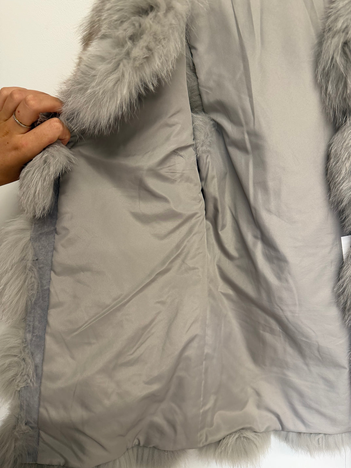 Preloved Fox Fur Gilet Small Grey