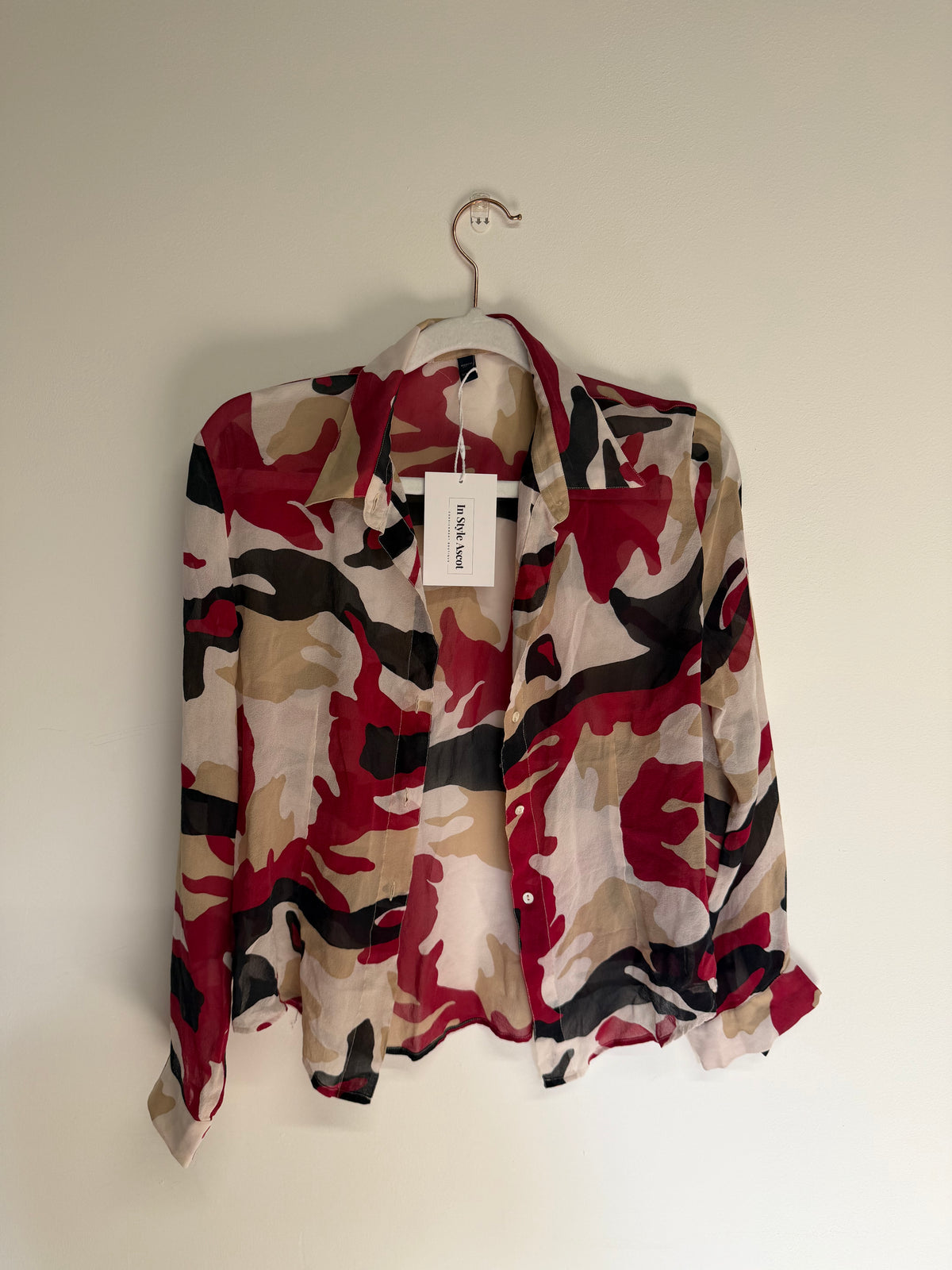 Preloved Burberry Blouse Size 12 Camo Multi