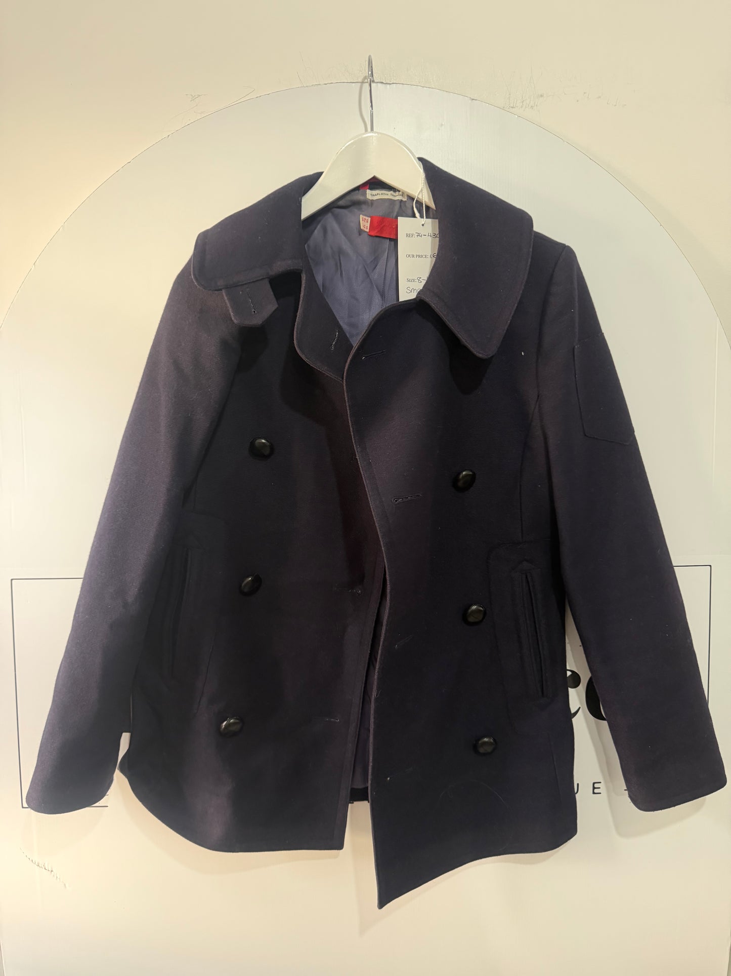 Navy Pringle Peacoat Trench Coat, Size 8-10