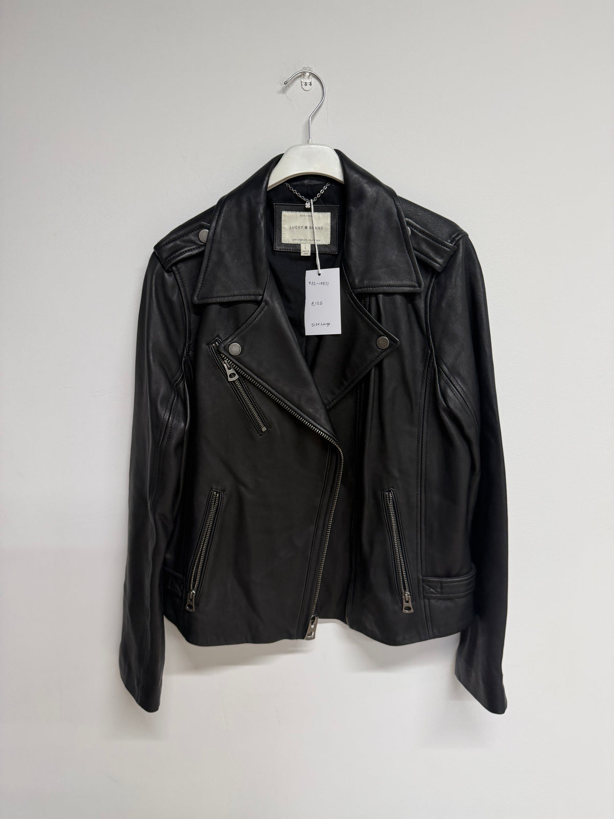 Preloved Lucky Brand Leather Jacket Size Large Black