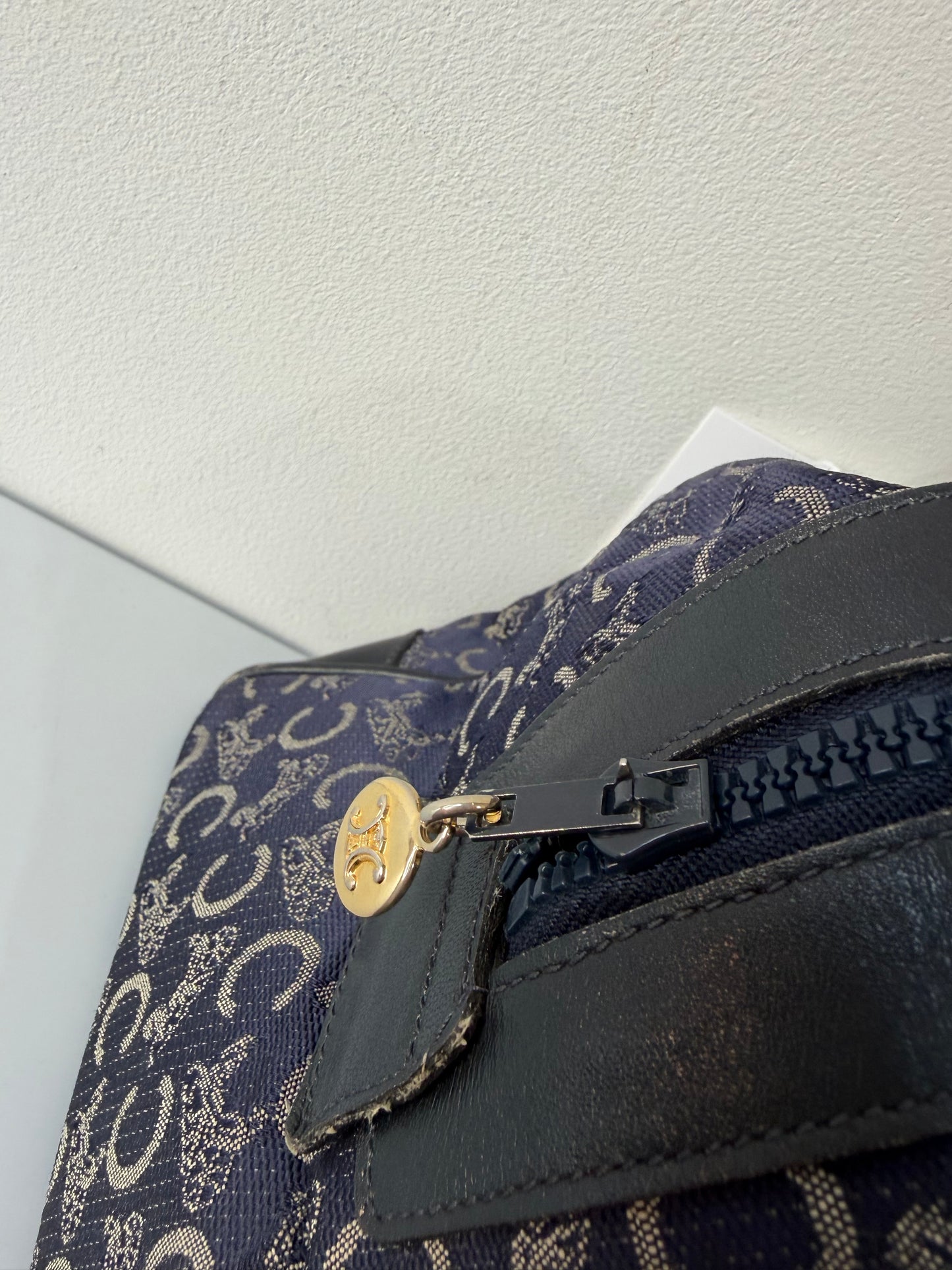 Pre-loved navy monogram Celine Mini keepall