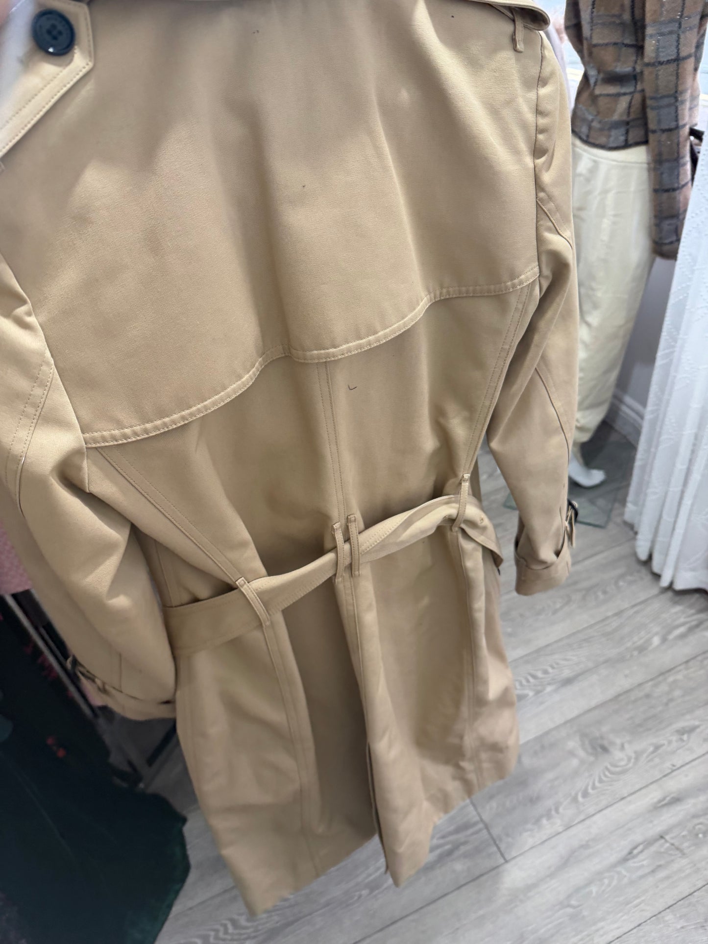 Beige Burberry Trench Coat, Size 10