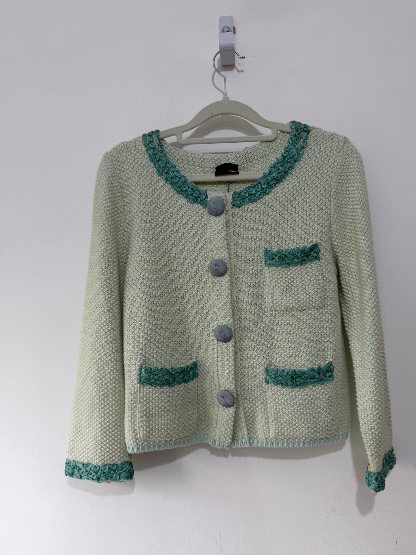 Preloved BNWT Fendi Cardigan Size 8 Mint Green