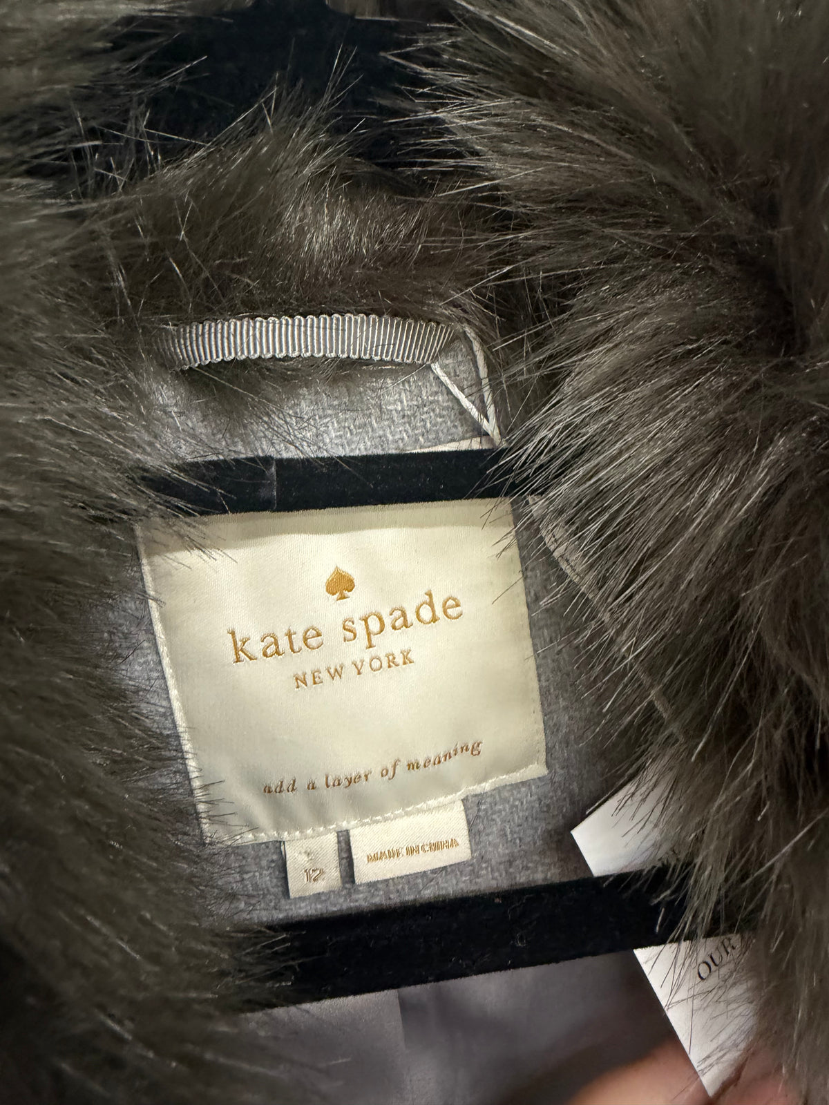 Preloved Kate Spade Coat Size 12 Grey