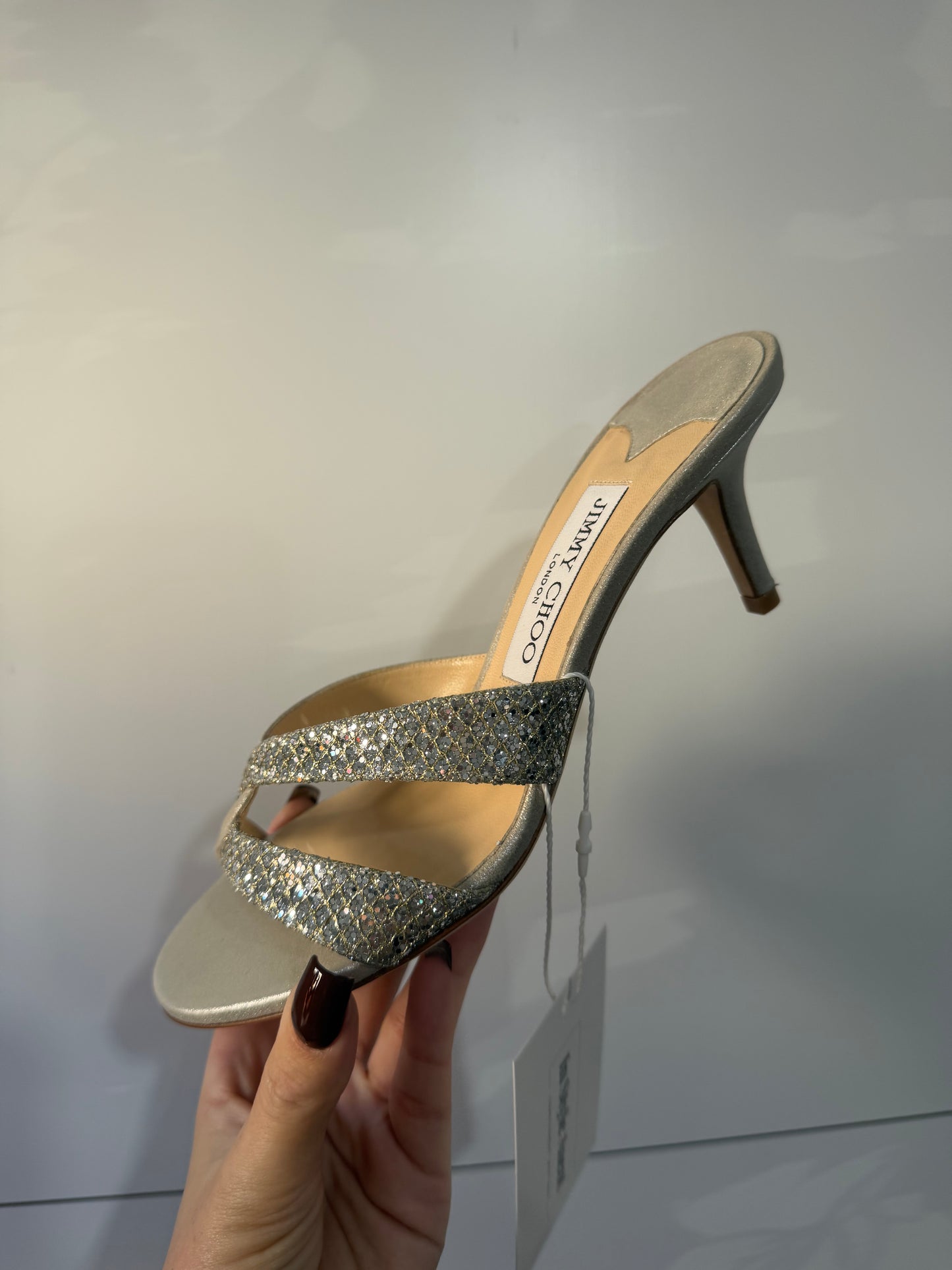Silver Jimmy Choo Kitten Heels, Size 36.5 - UK 3.5