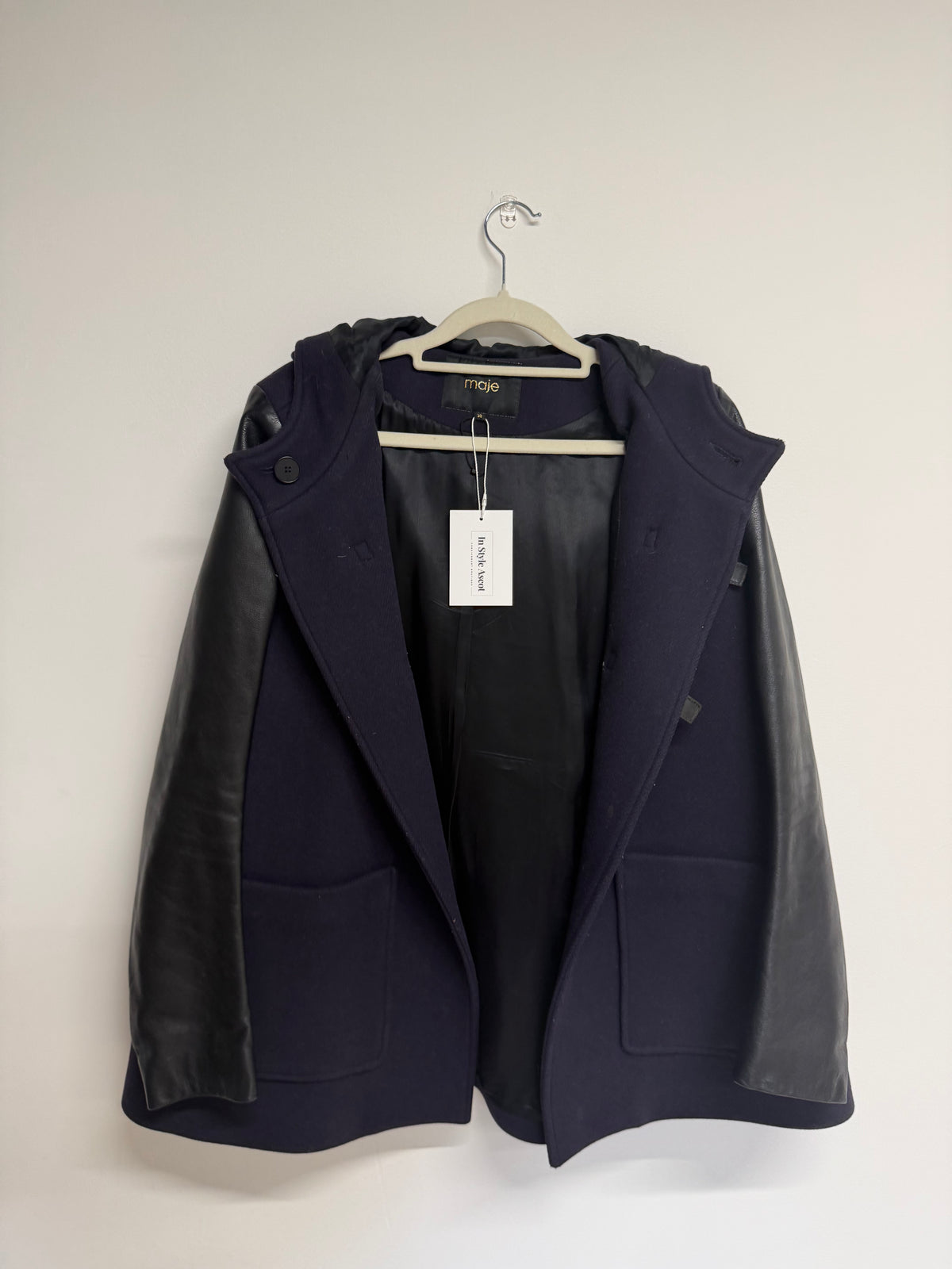 Preloved Maje Coat Size 10 Purple and Black