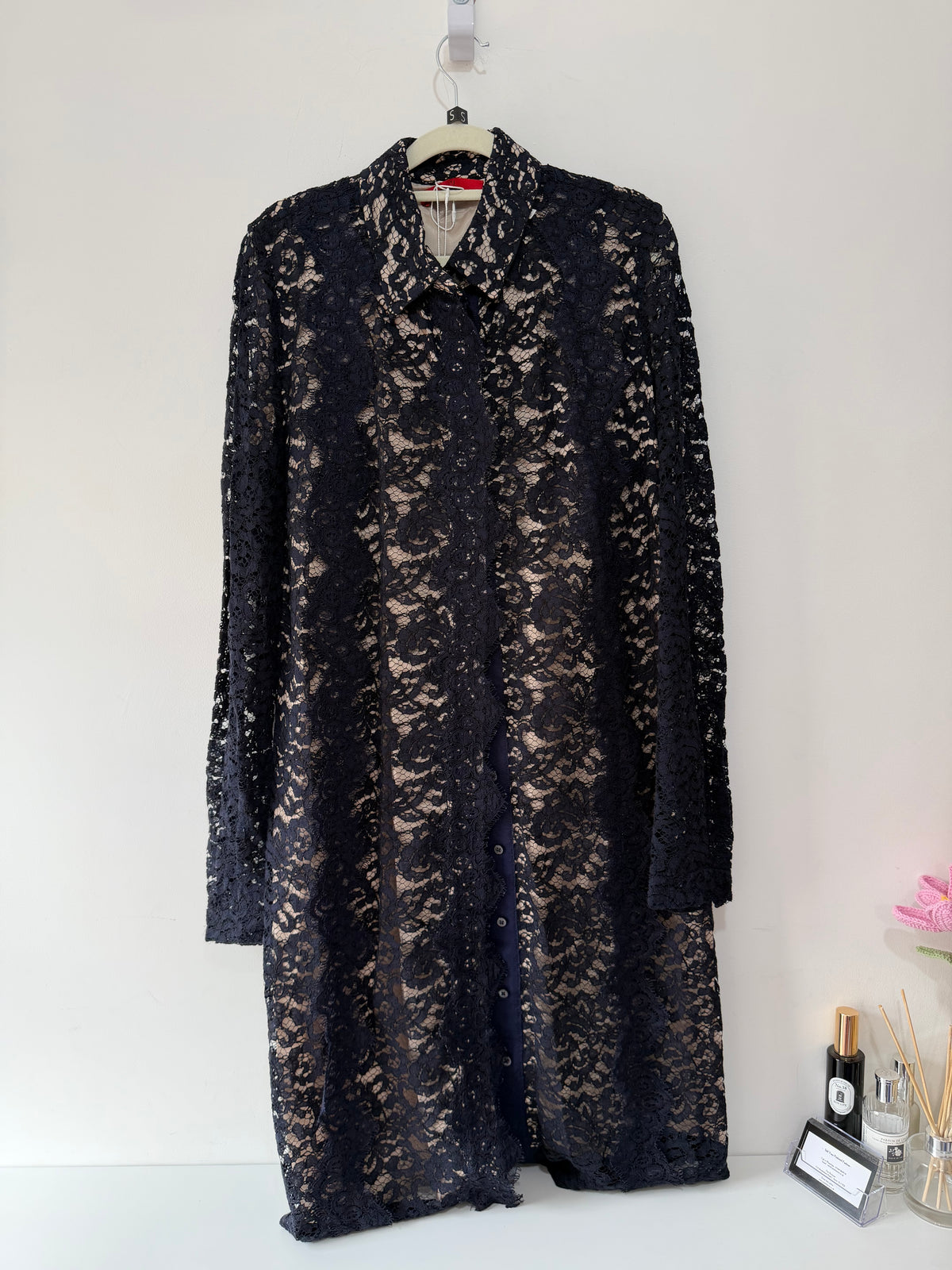 Preloved Carolina Herrera Dress Size 10 Navy Lace