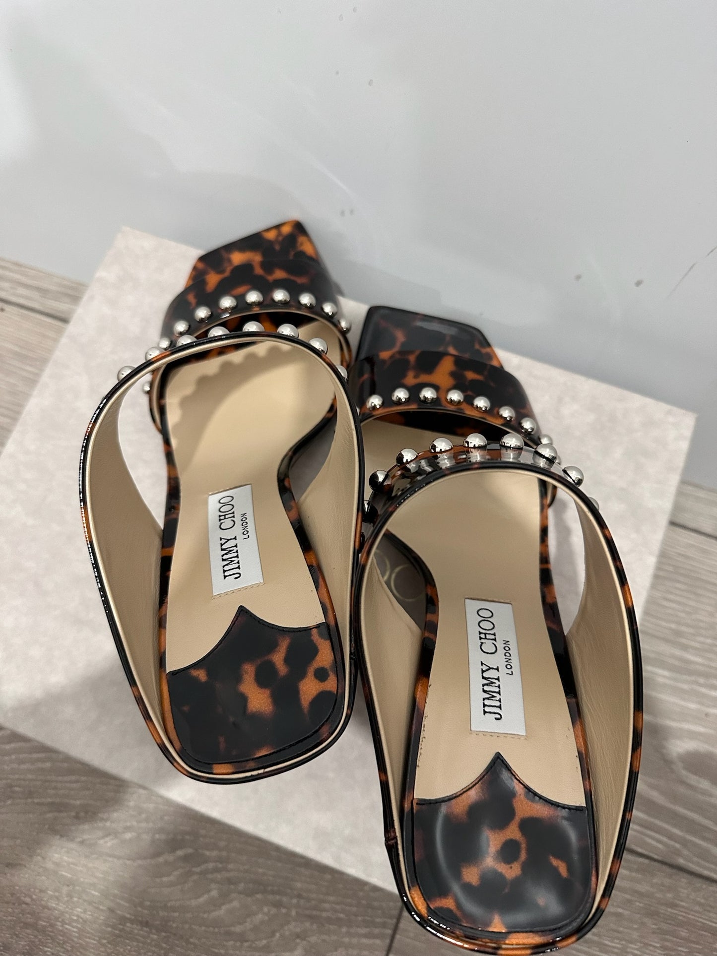 Tortoise Shell Jimmy Choo Sandal Mule Heels, 42 - 9